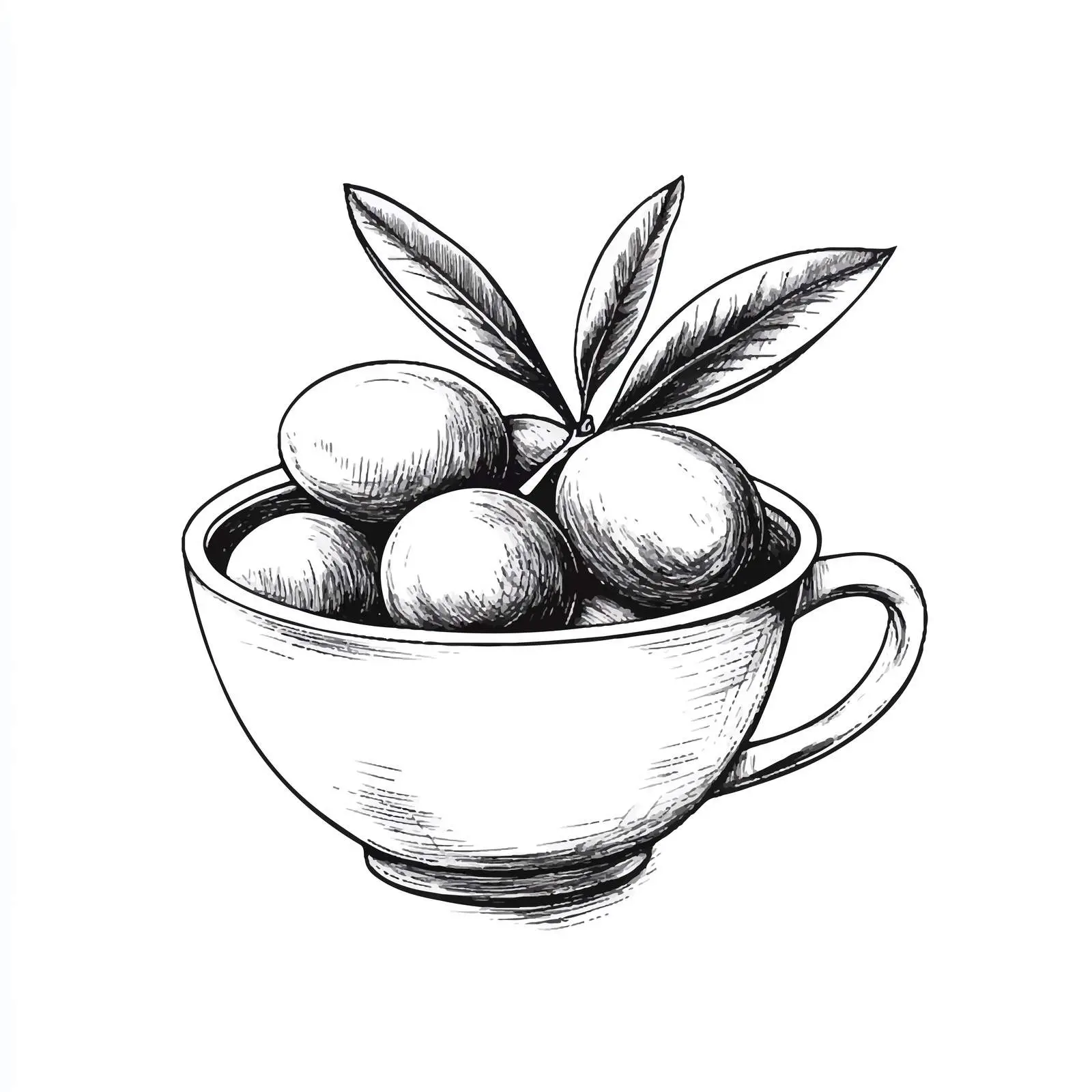 Hand Drawn Olive Sketch in a Cup — free download from Dotvec