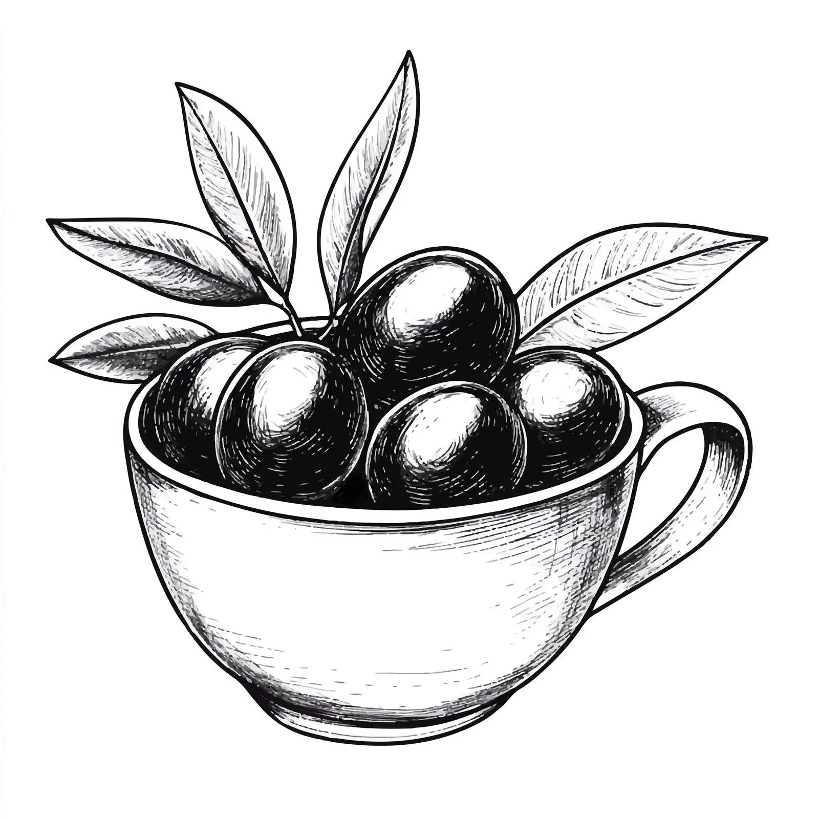 Hand Drawn Olives in Cup Sketch — free download from Dotvec