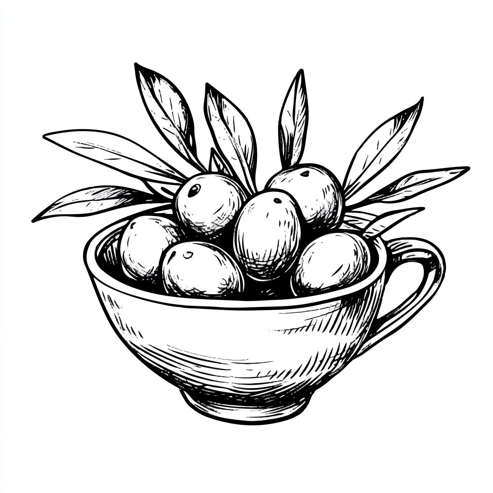 Hand Drawn Olive Sketch in Cup — free download from Dotvec