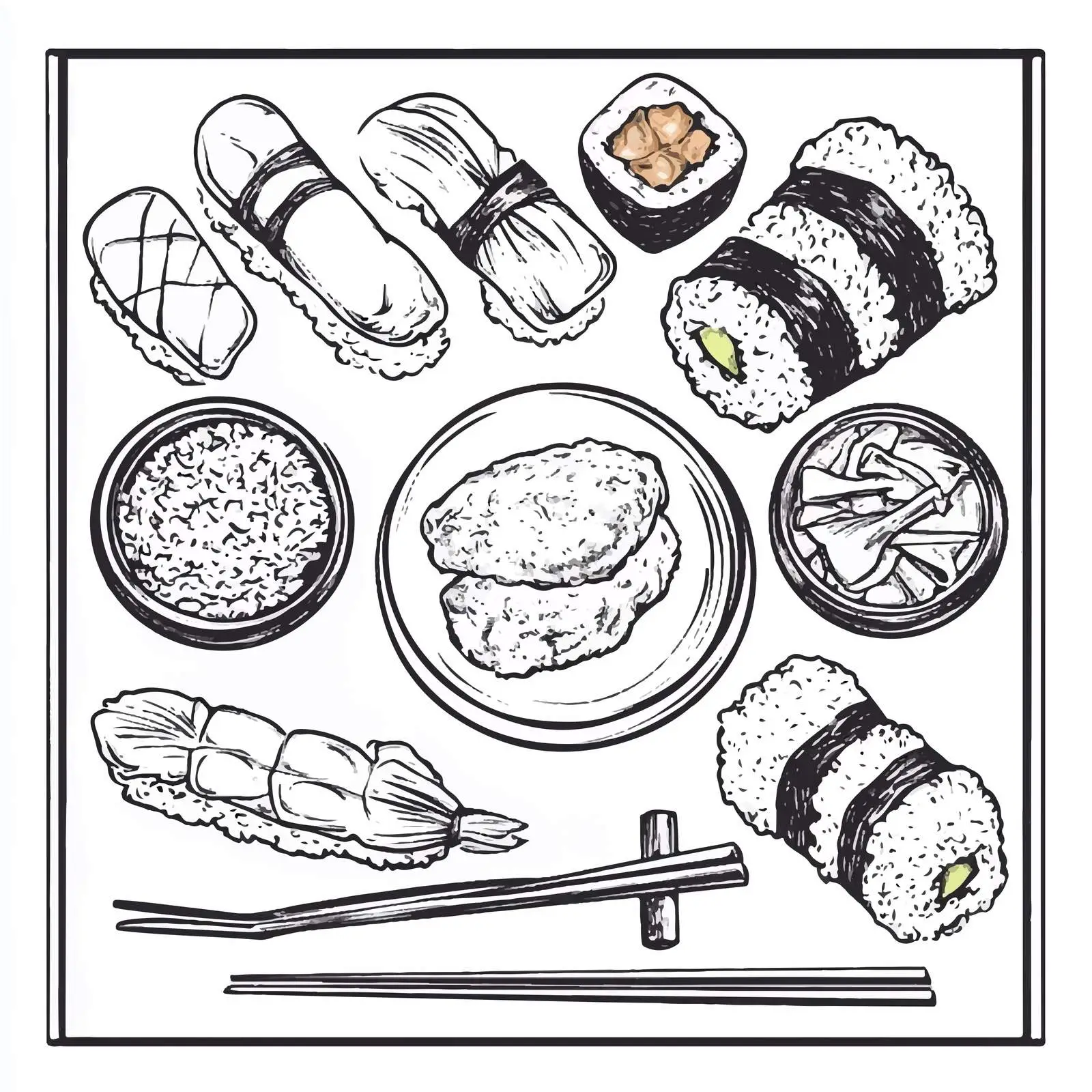 Hand-Drawn Onigirii Isolated on White Background — free download from Dotvec