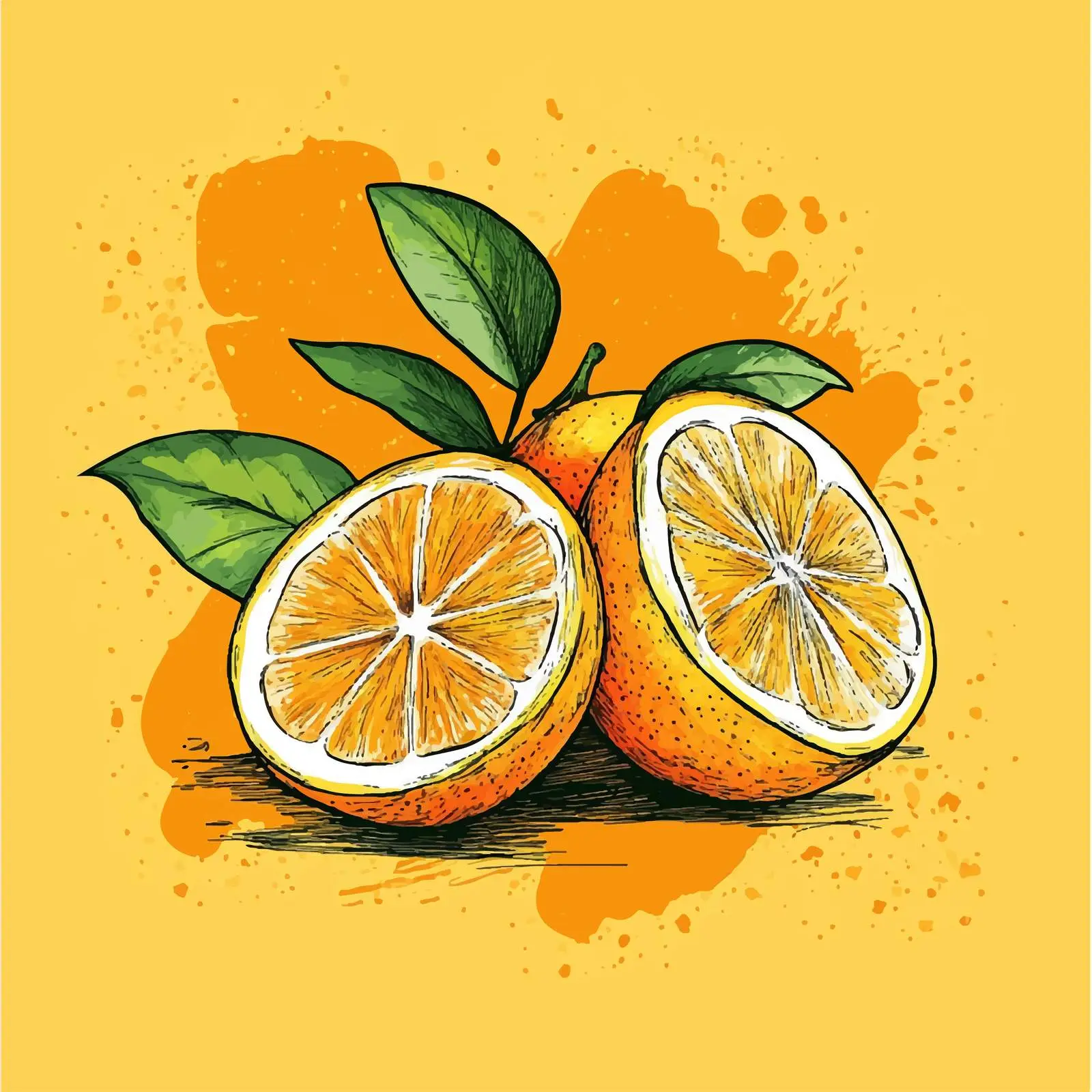 Hand-Drawn Orange on Yellow Blot Background — free download from Dotvec