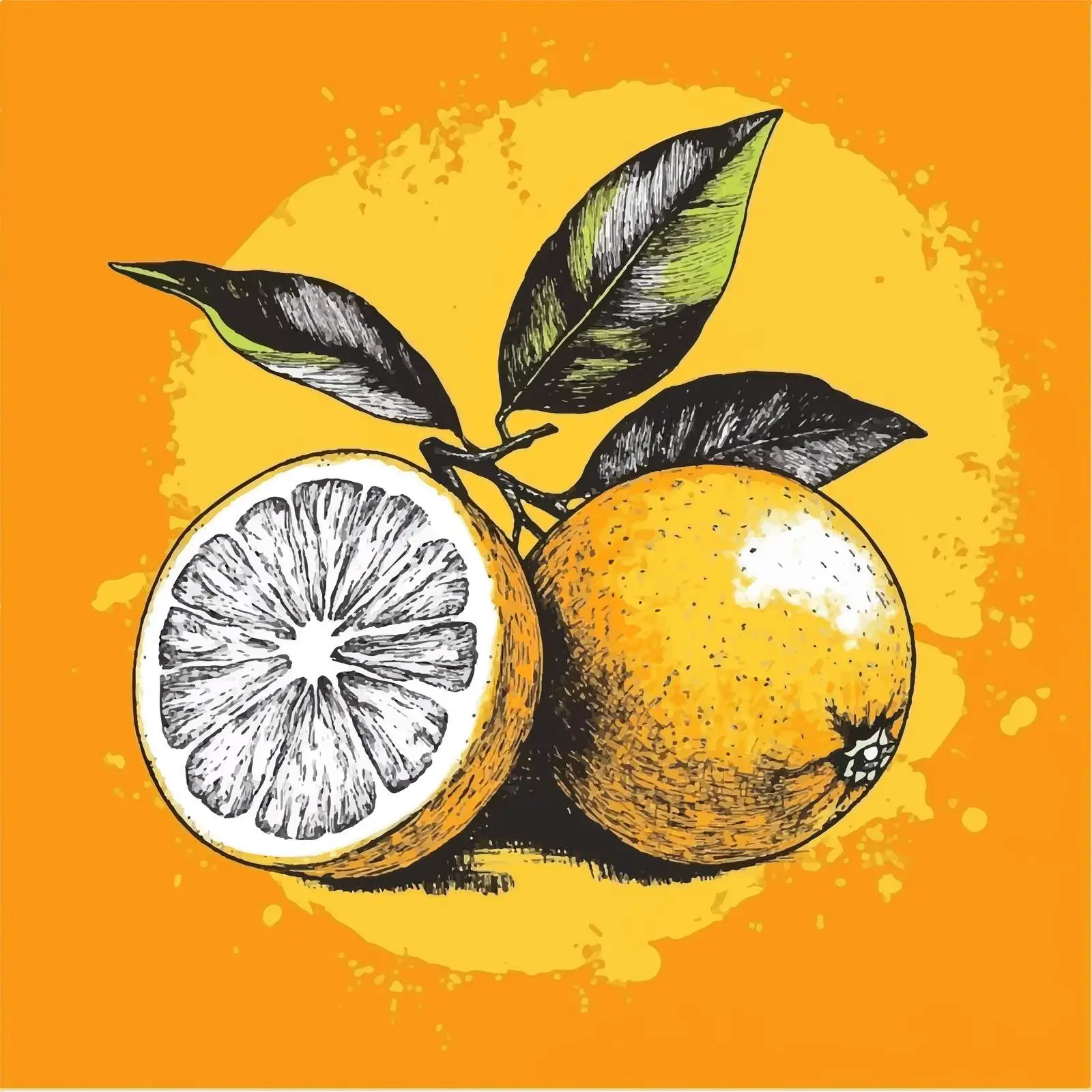 Hand-Drawn Orange on Yellow Blot Background — free download from Dotvec