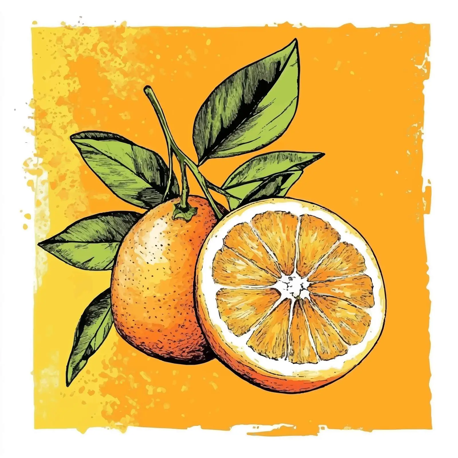 Hand Drawn Isolated Orange on Yellow Background — free download from Dotvec