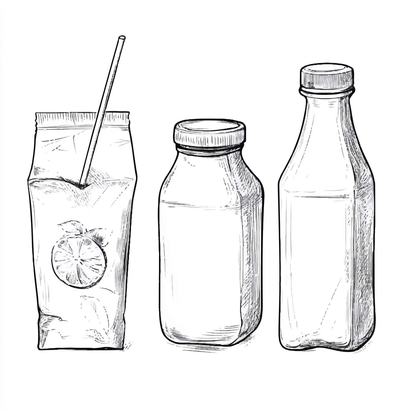 Hand-Drawn Juice and Milk Packaging Sketch — free download from Dotvec