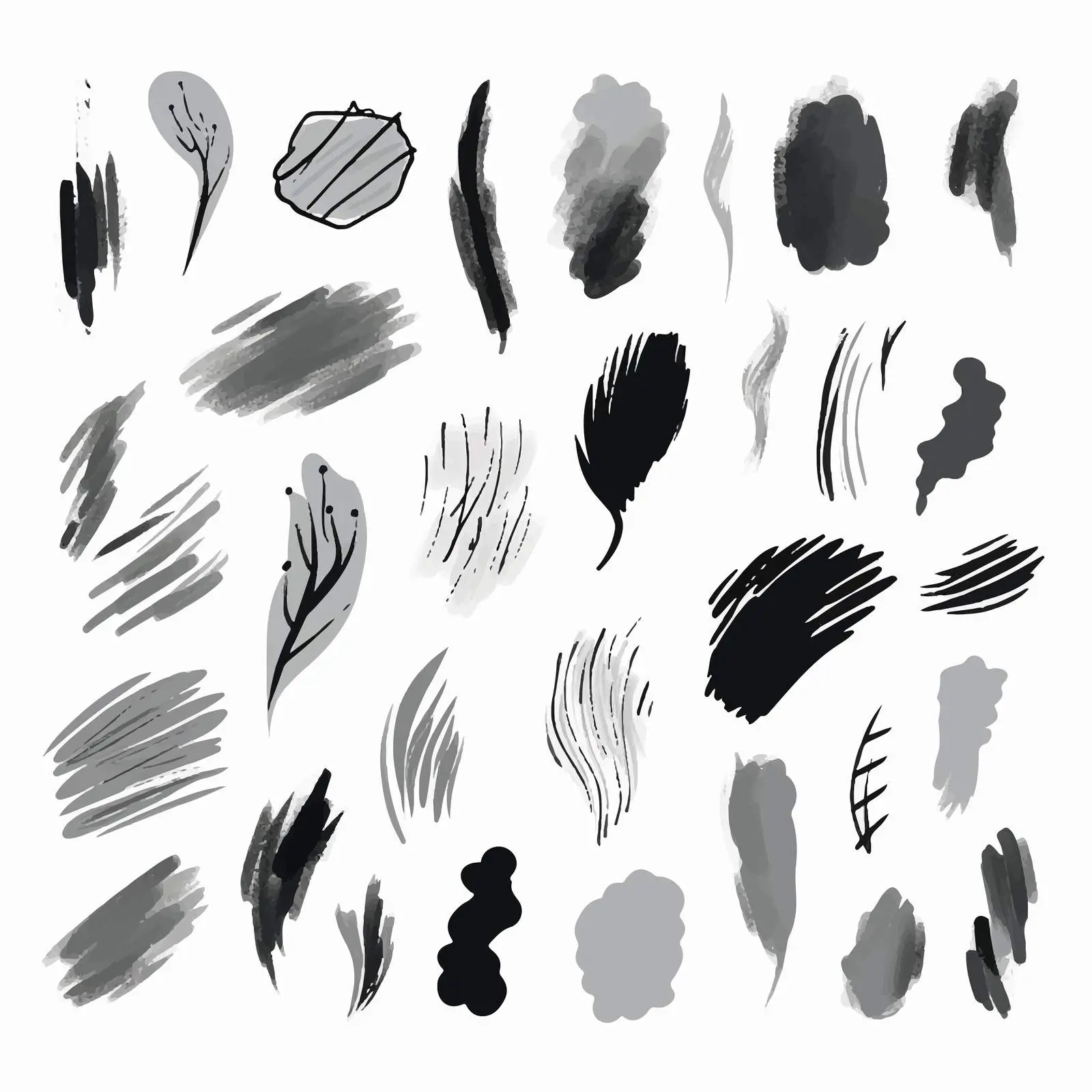 Hand-Drawn Grey Brush Shapes for Design — free download from Dotvec