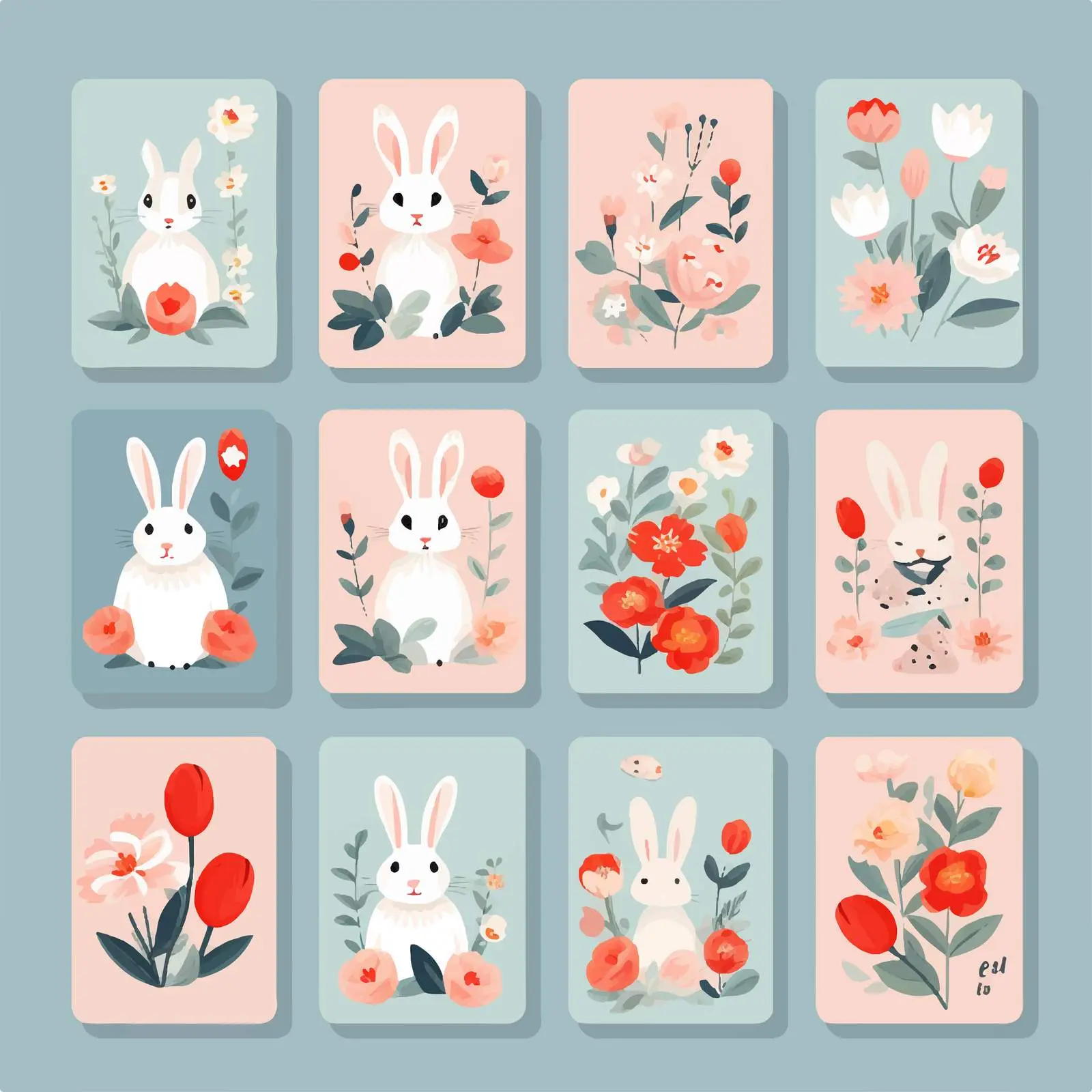 Hand-Drawn Brush Shapes of Easter Bunnies — free download from Dotvec