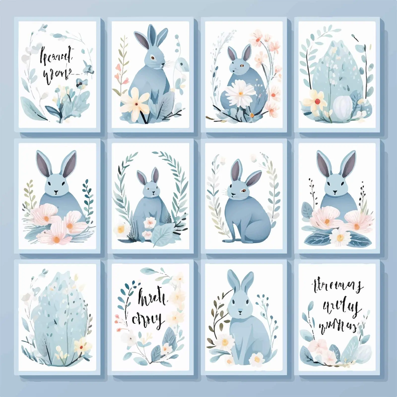 Hand-Drawn Fashionable Brush Shapes Featuring Easter Bunnies — free download from Dotvec