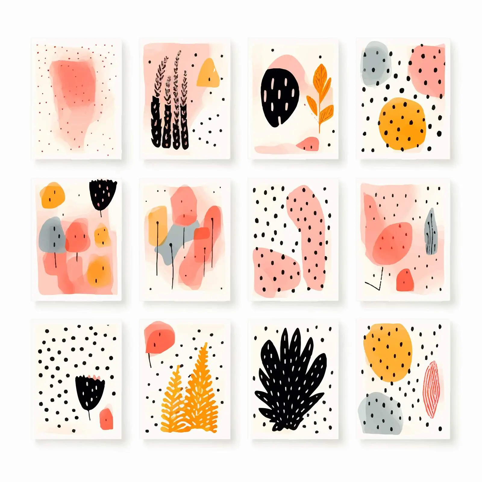 Hand-Drawn Fashionable Brush Shapes Thank You Cards — free download from Dotvec