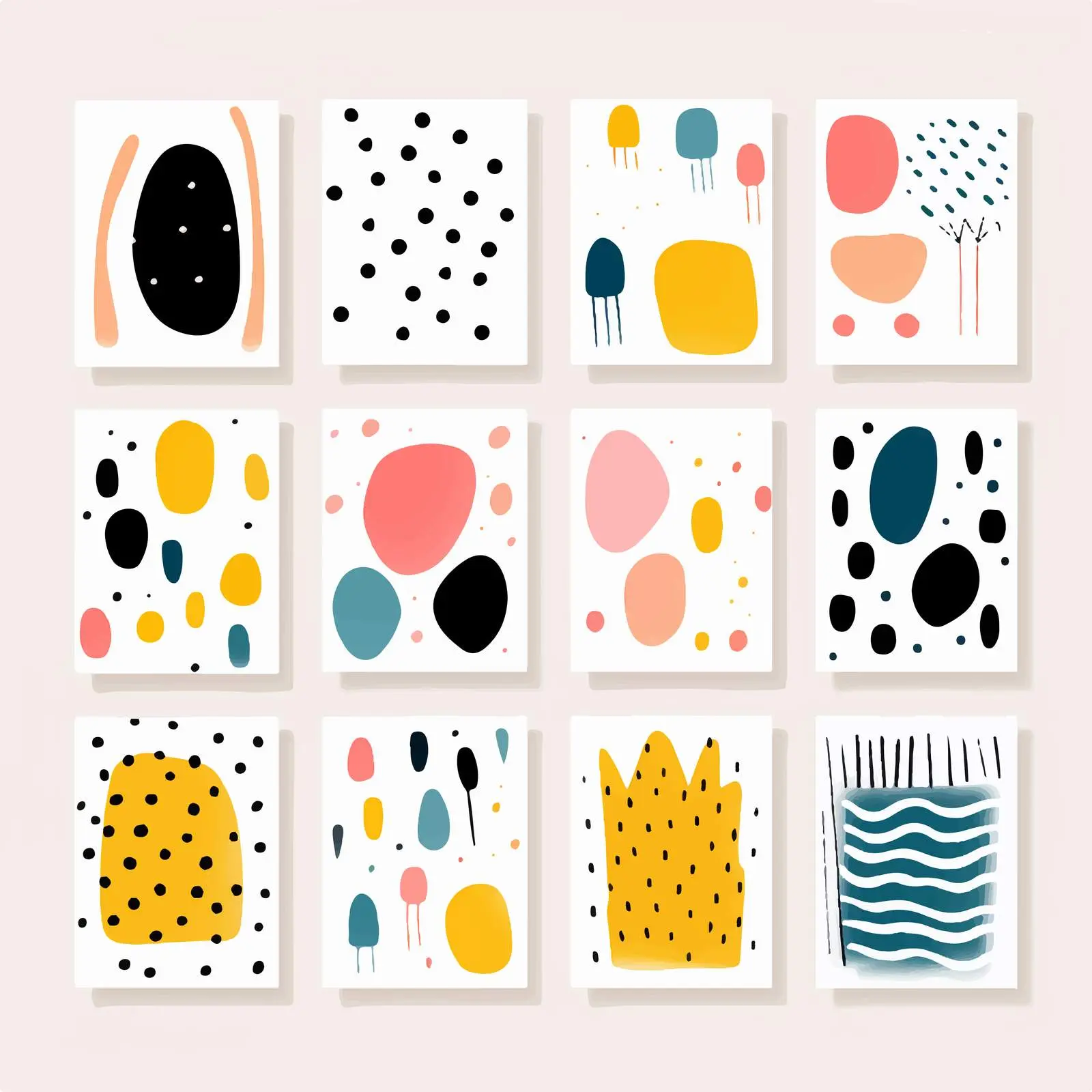 Hand-Drawn Brush Shapes Thank You Cards — free download from Dotvec