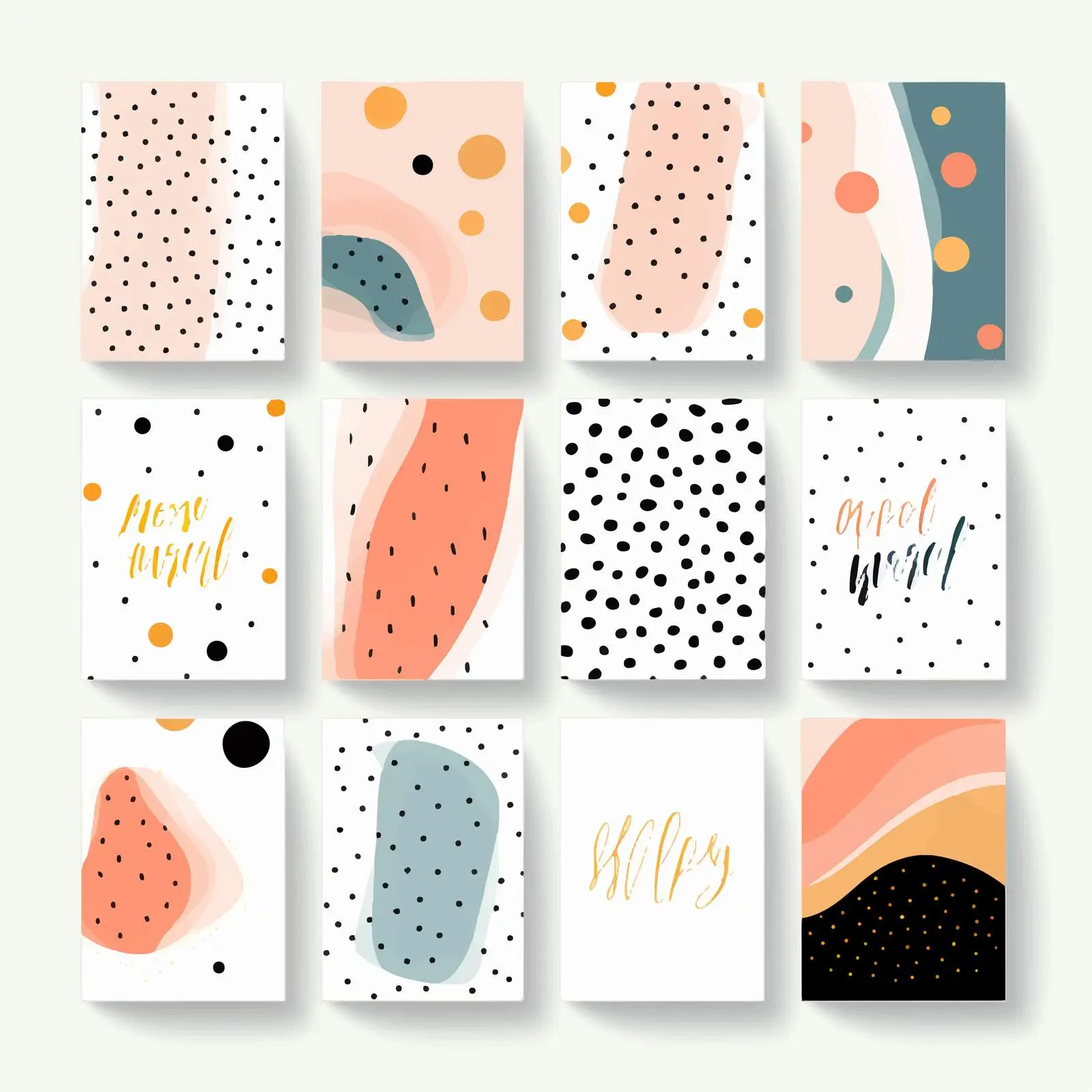 Hand-Drawn Brush Shapes Thank You Cards — free download from Dotvec