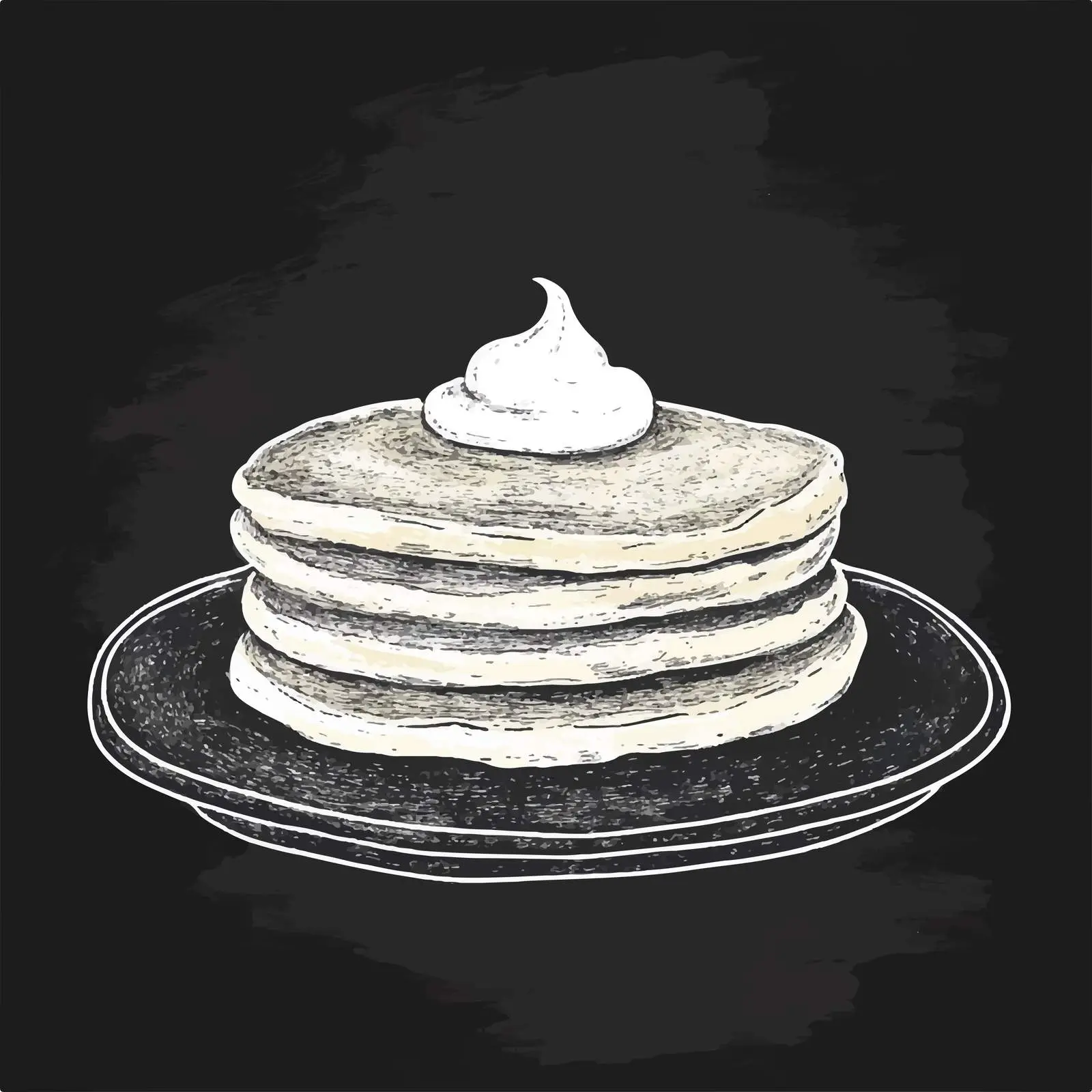 Hand Drawn Pancake Sketch on Chalkboard — free download from Dotvec