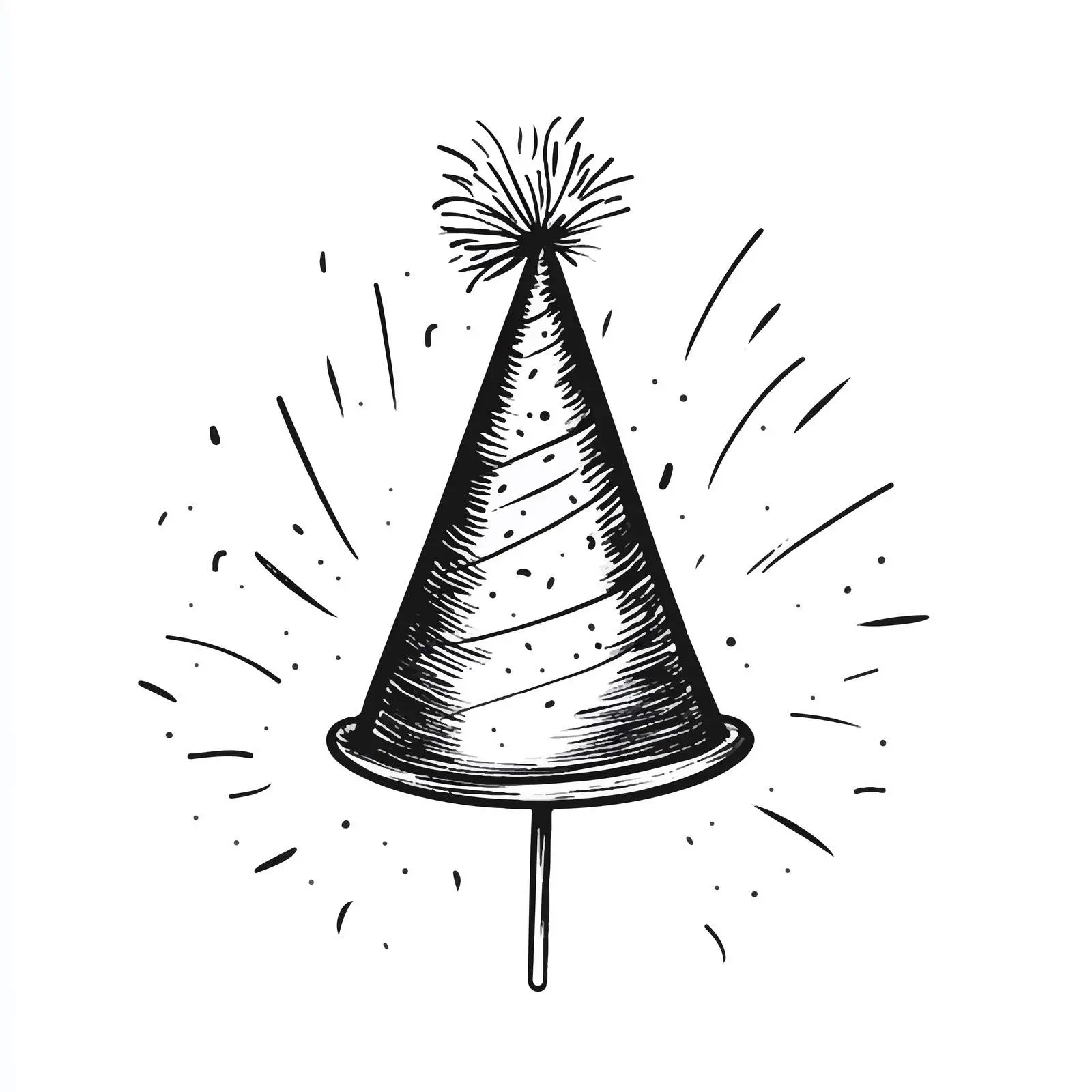 Hand-Drawn Party Hat Sketch on White Background — free download from Dotvec