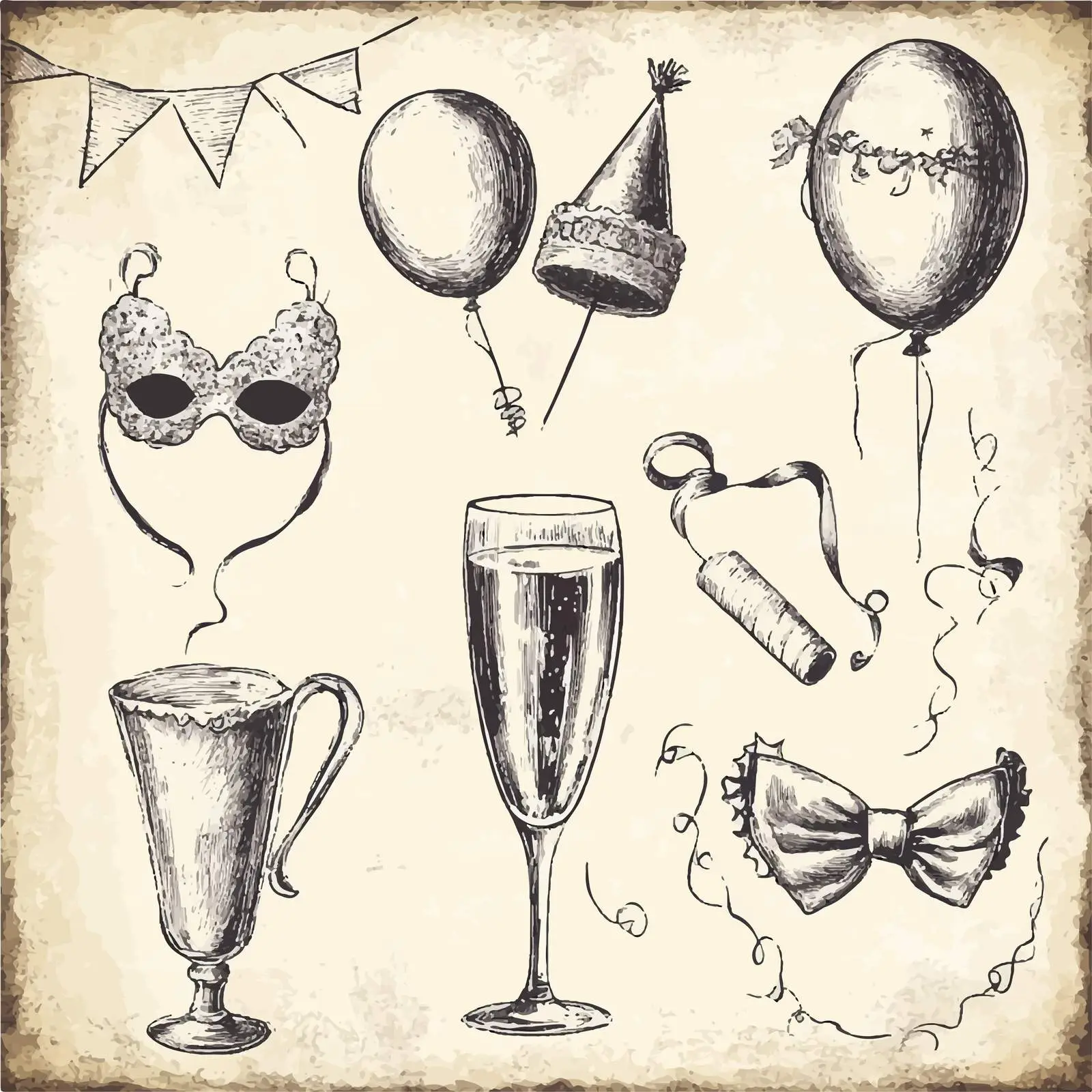 Hand Drawn Balloons Party Sketch Collection — free download from Dotvec