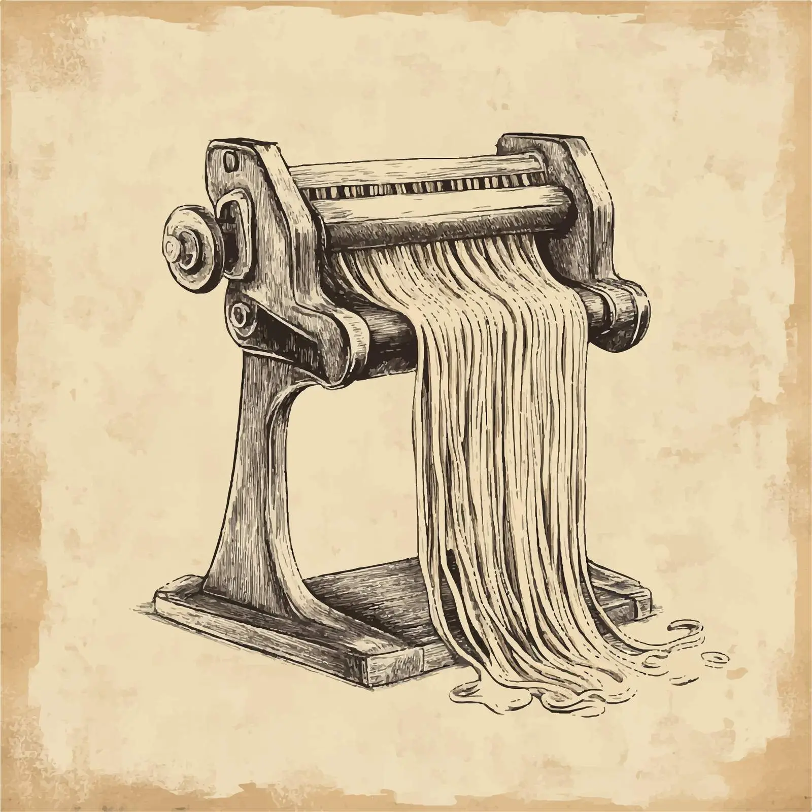 Hand Drawn Pasta Machine Sketch on Old Paper — free download from Dotvec