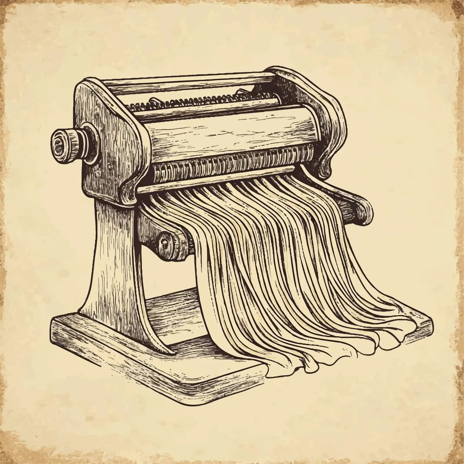 Hand Drawn Pasta Machine Sketch on Vintage Paper — free download from Dotvec