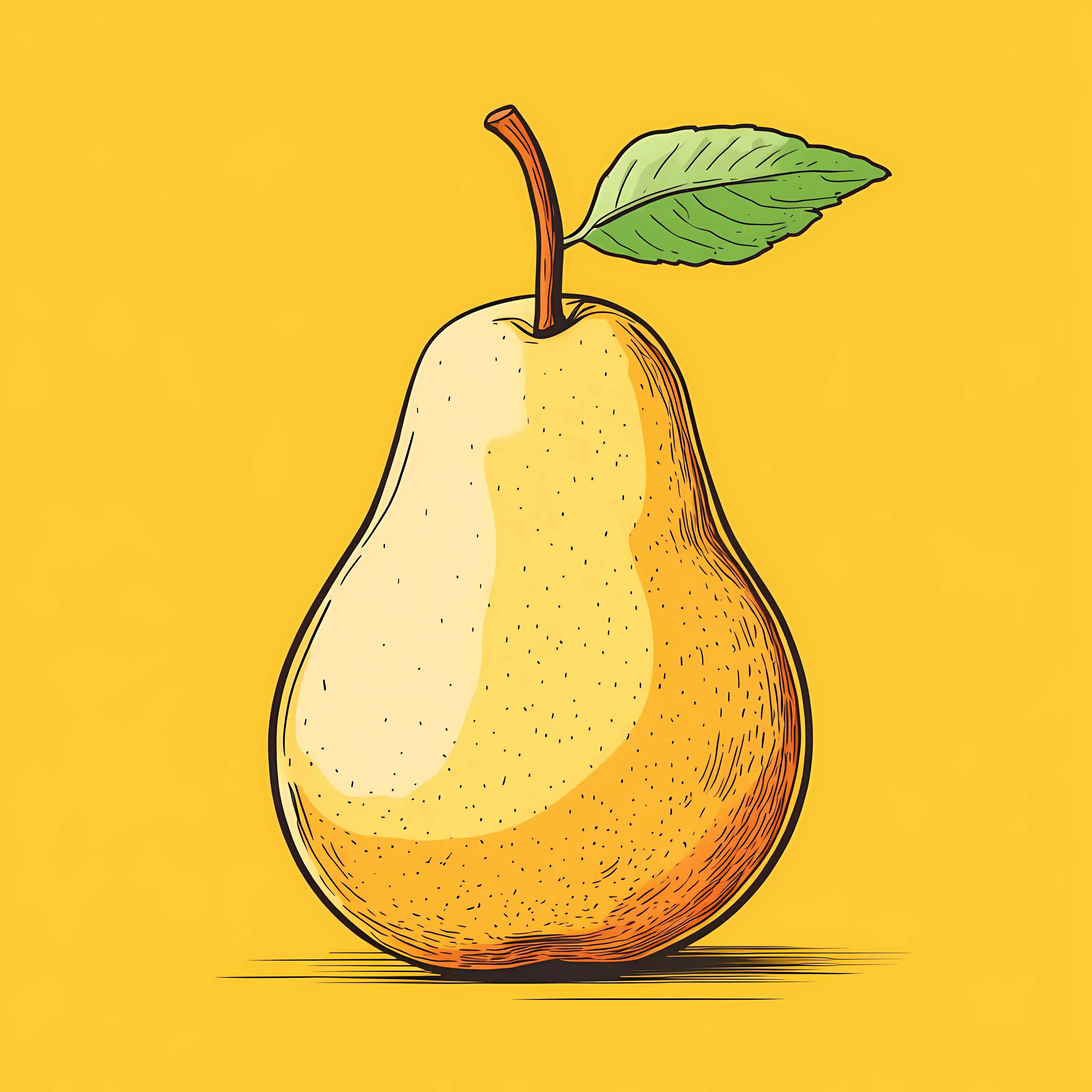 Hand Drawn Pear Sketch on Yellow Background — free download from Dotvec
