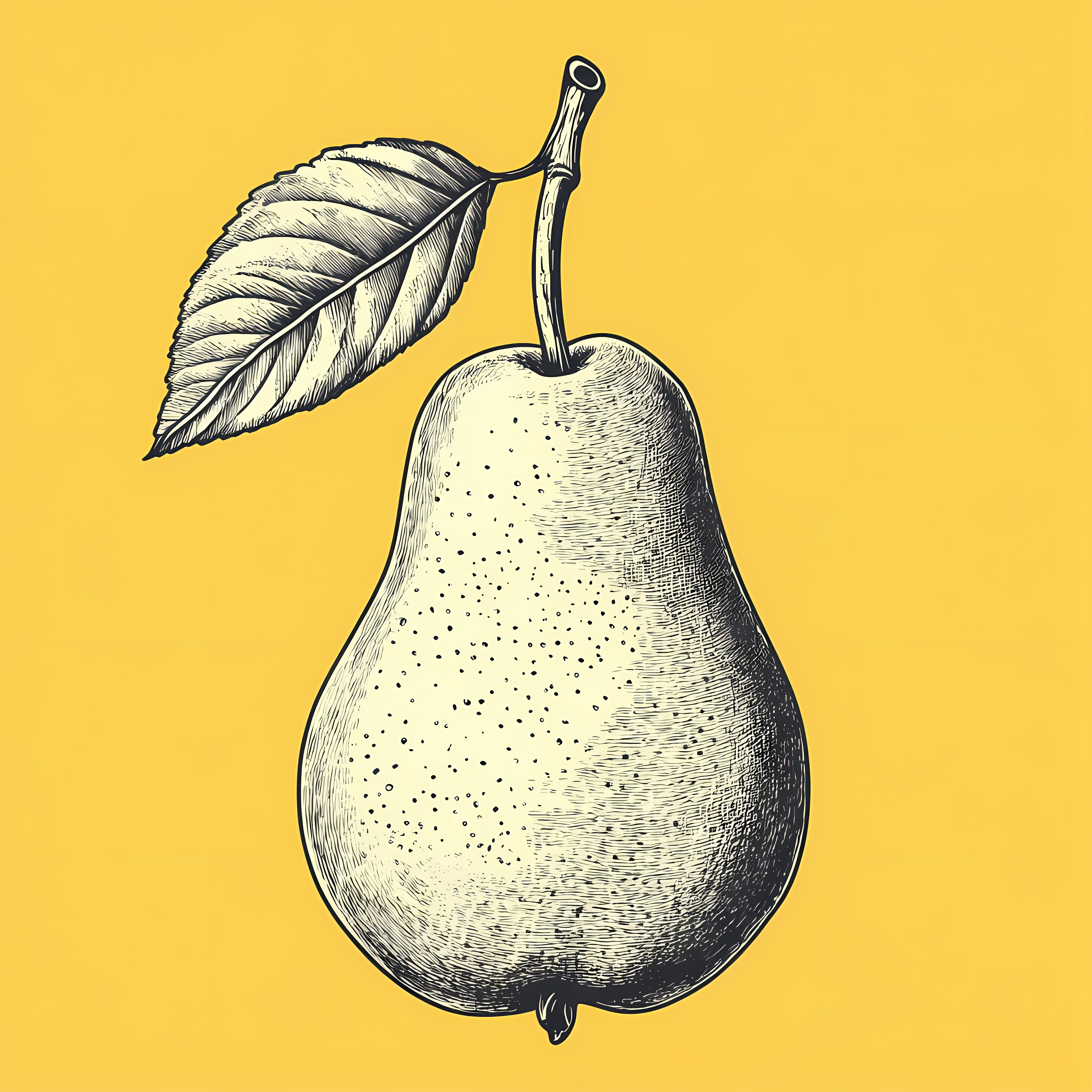 Hand Drawn Pear on Yellow Background – free food sketch image from Dotvec