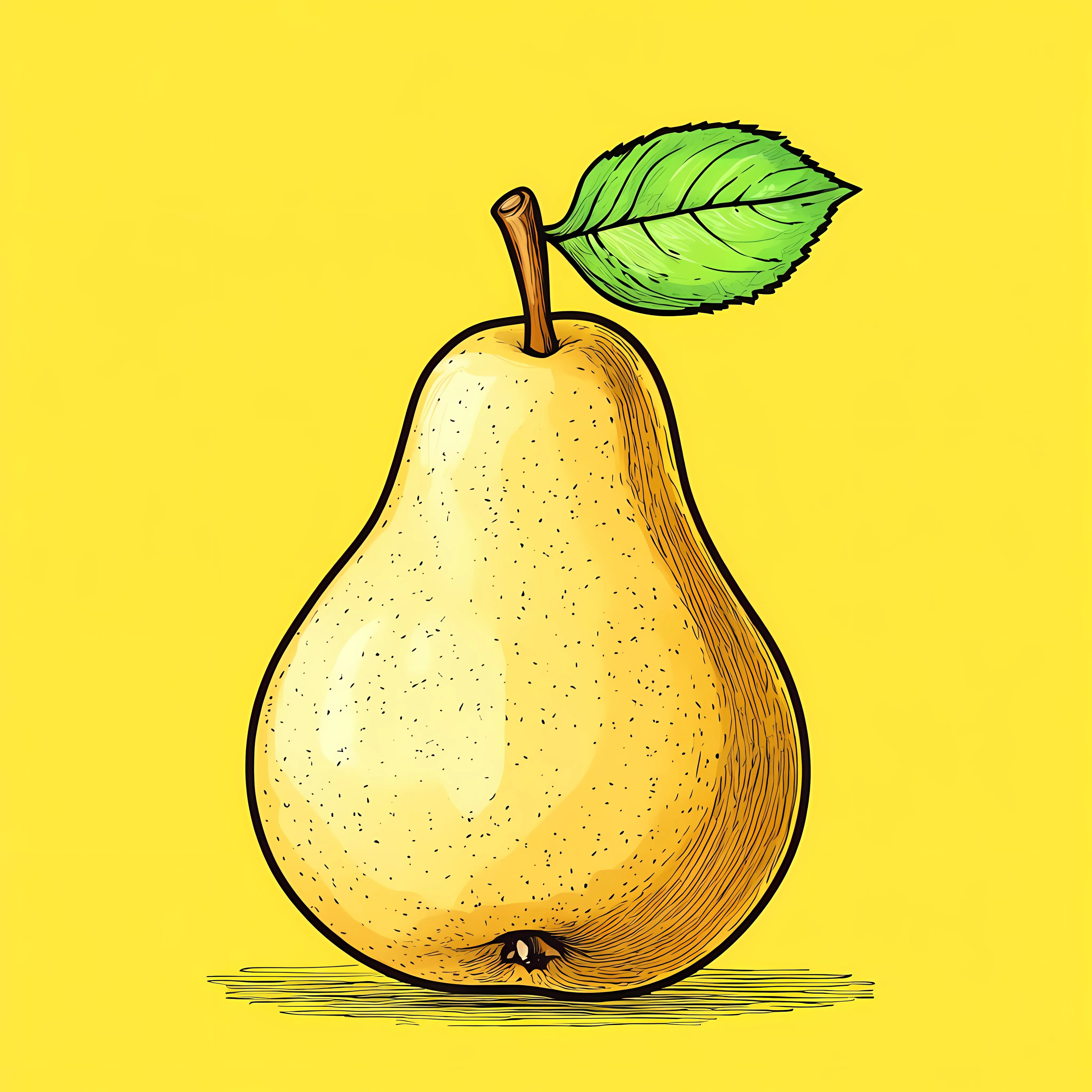 Hand Drawn Pear on Yellow Background Sketch — free download from Dotvec