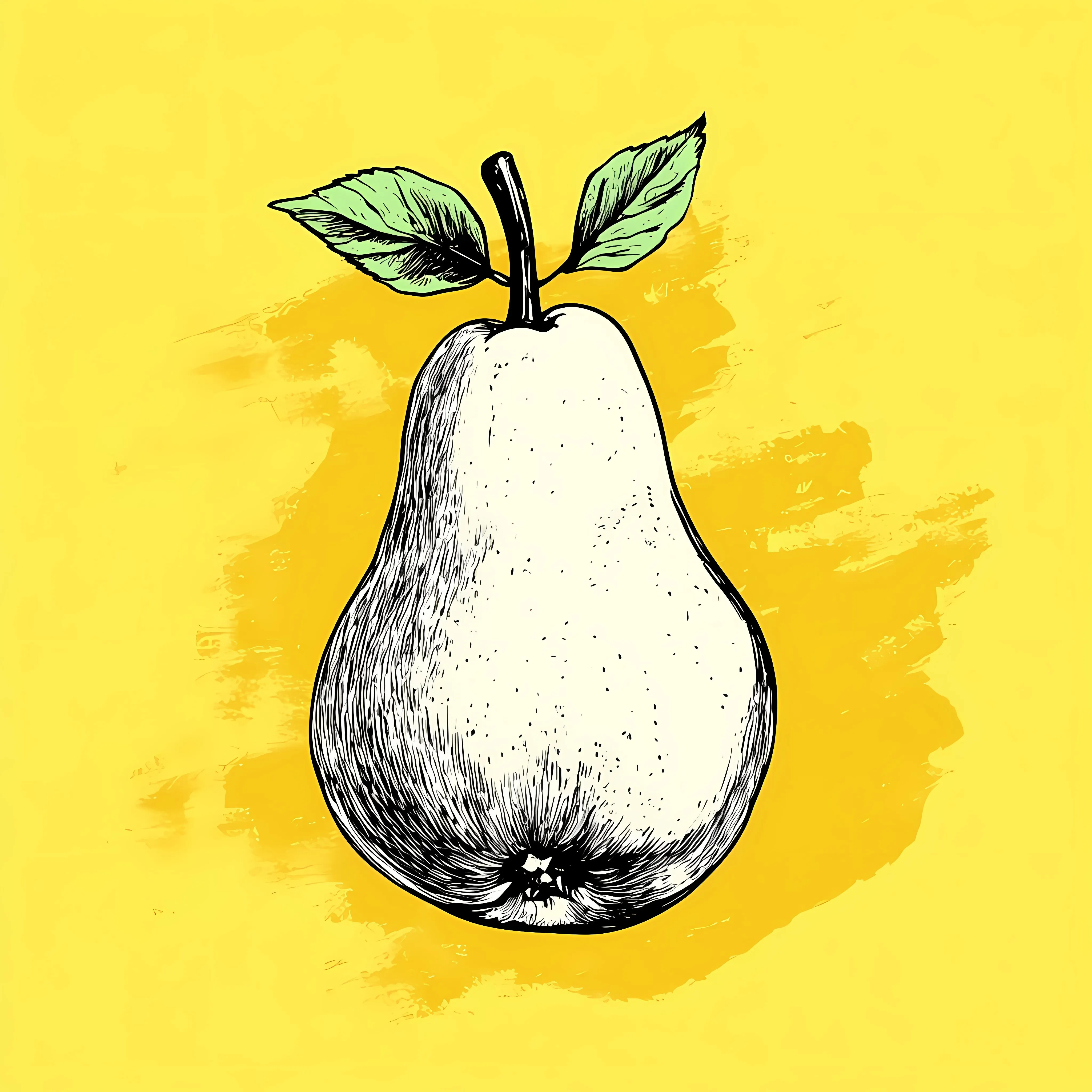 Hand Drawn Pear on Yellow Background — free download from Dotvec
