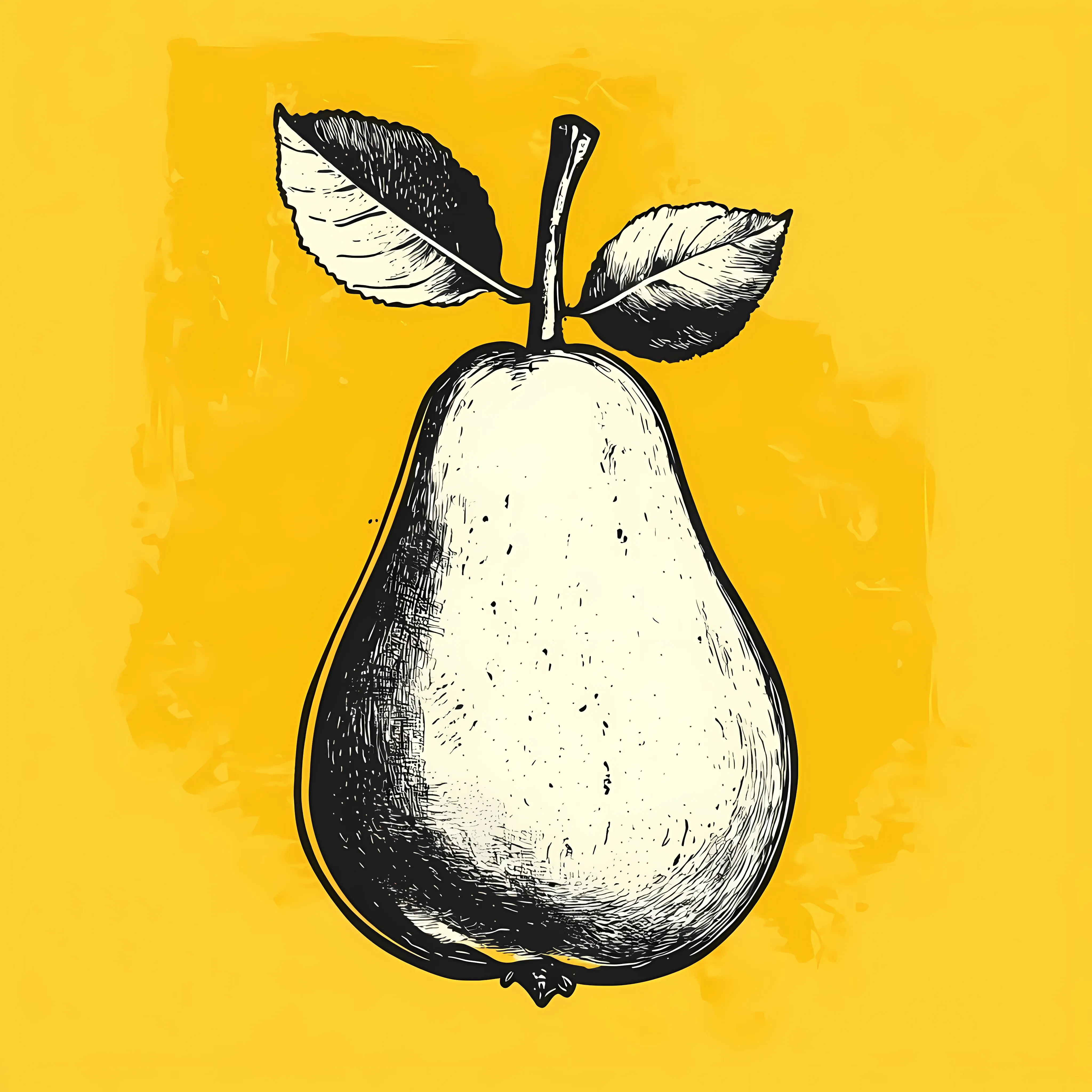 Hand Drawn Pear on Yellow Background – free pears image from Dotvec