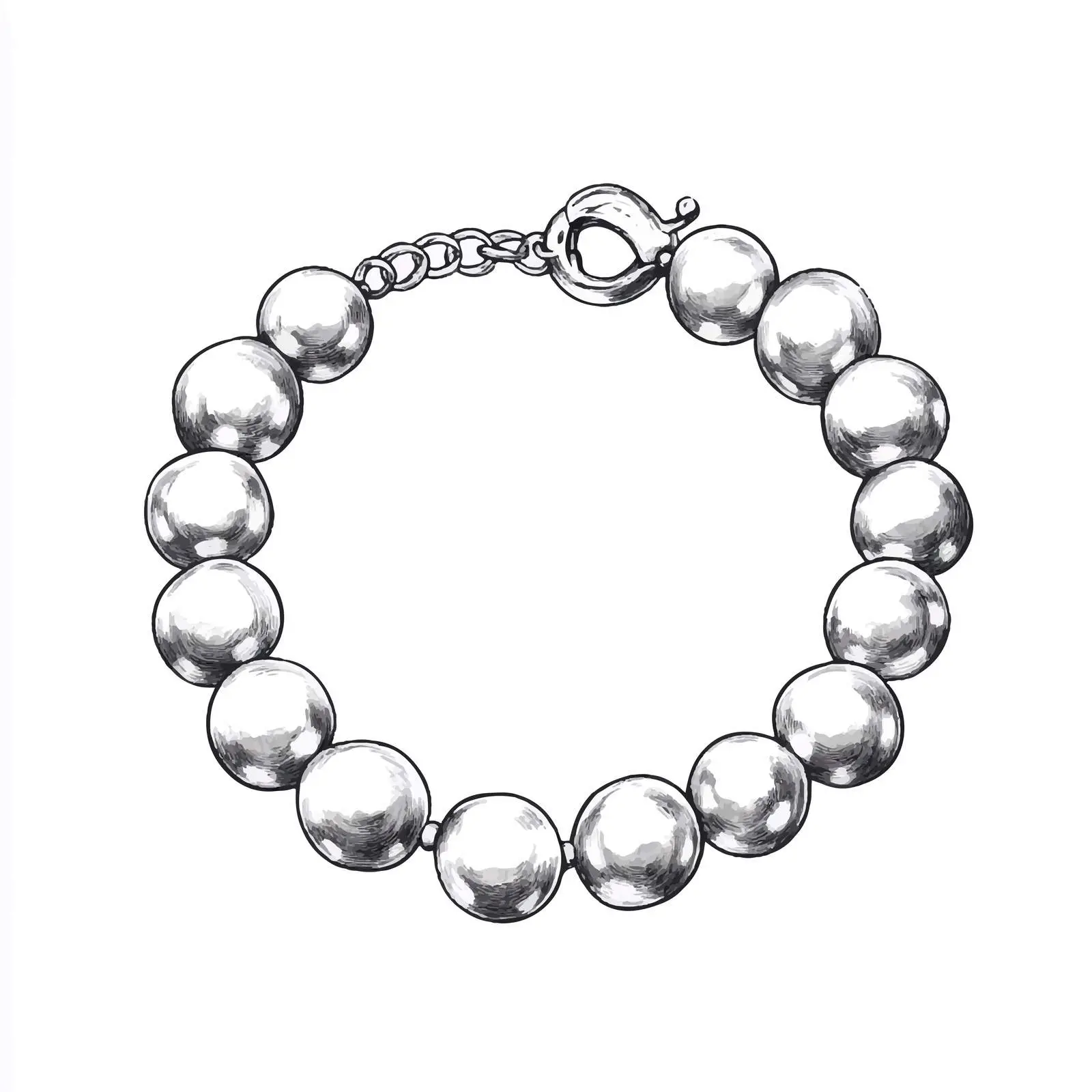 Hand-Drawn Pearl Bracelet Sketch Design — free download from Dotvec
