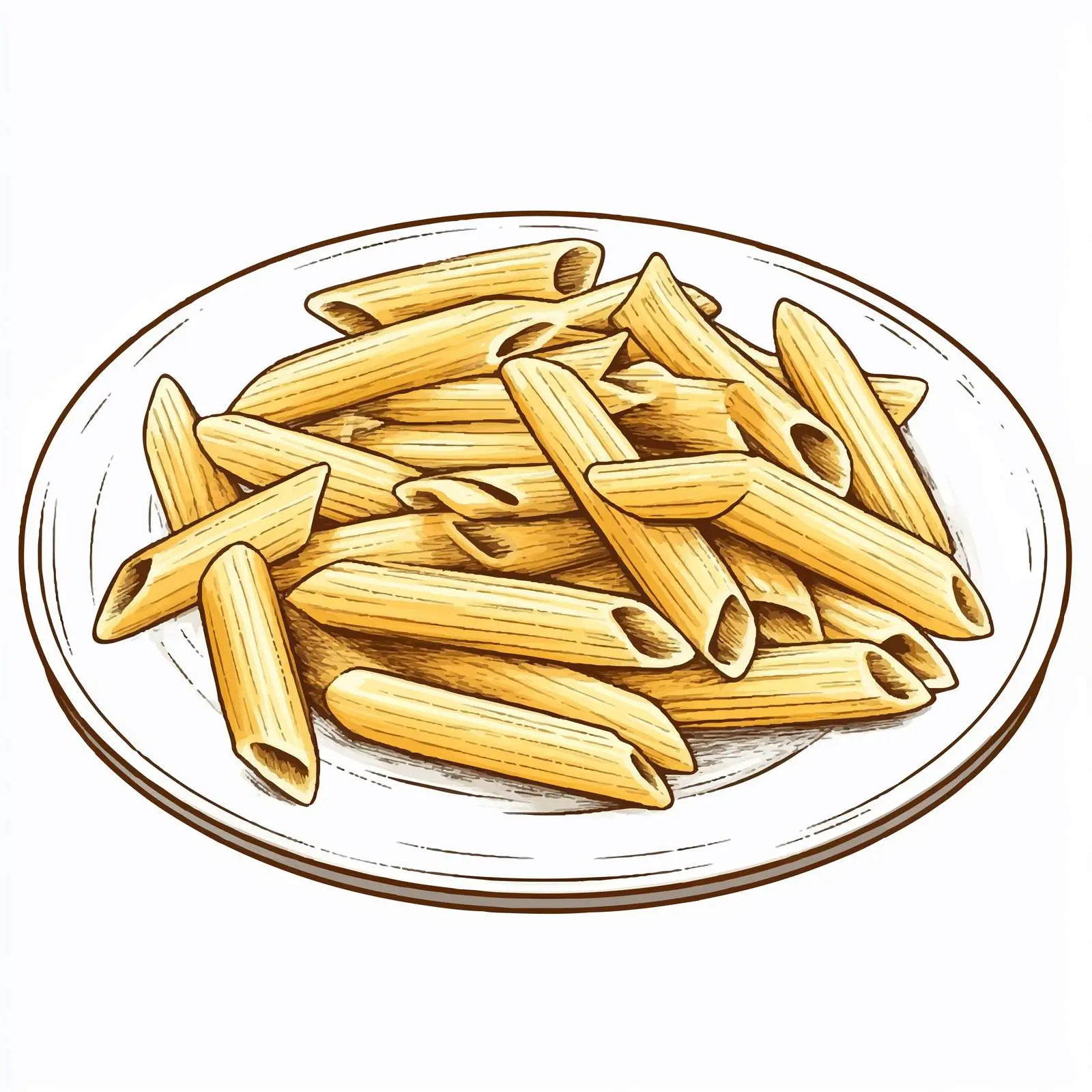 Hand-Drawn Penne Pasta on White Background — free download from Dotvec