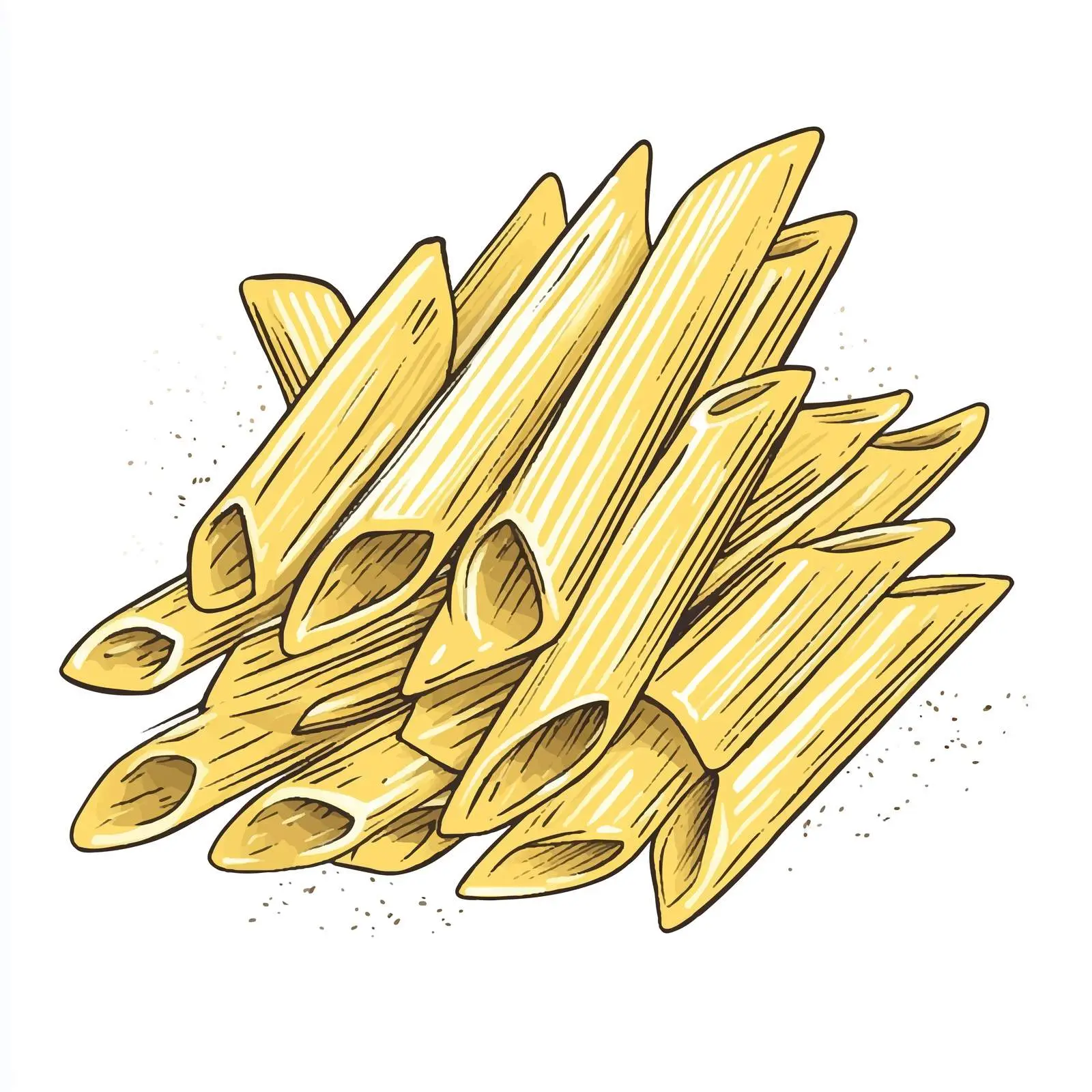 Hand-Drawn Penne Pasta on White Background — free download from Dotvec