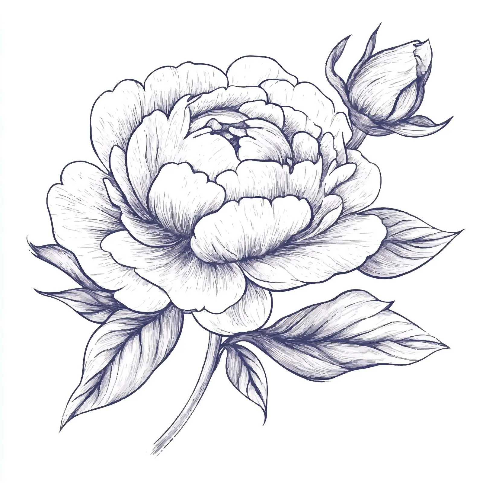 Hand-Drawn Peony Flower Sketch on White Background — free download from Dotvec