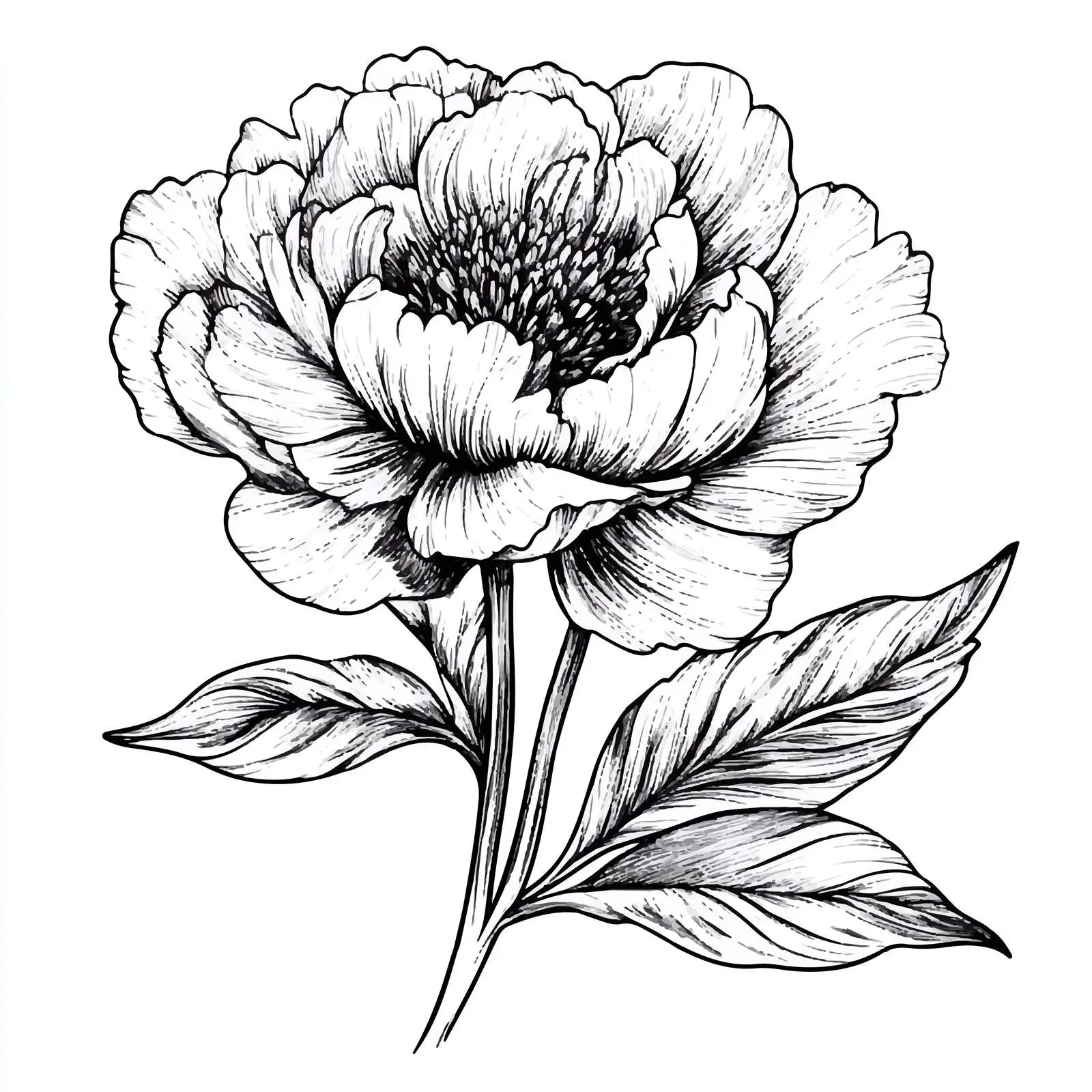 Hand Drawn Peony Flower Sketch on White Background — free download from Dotvec