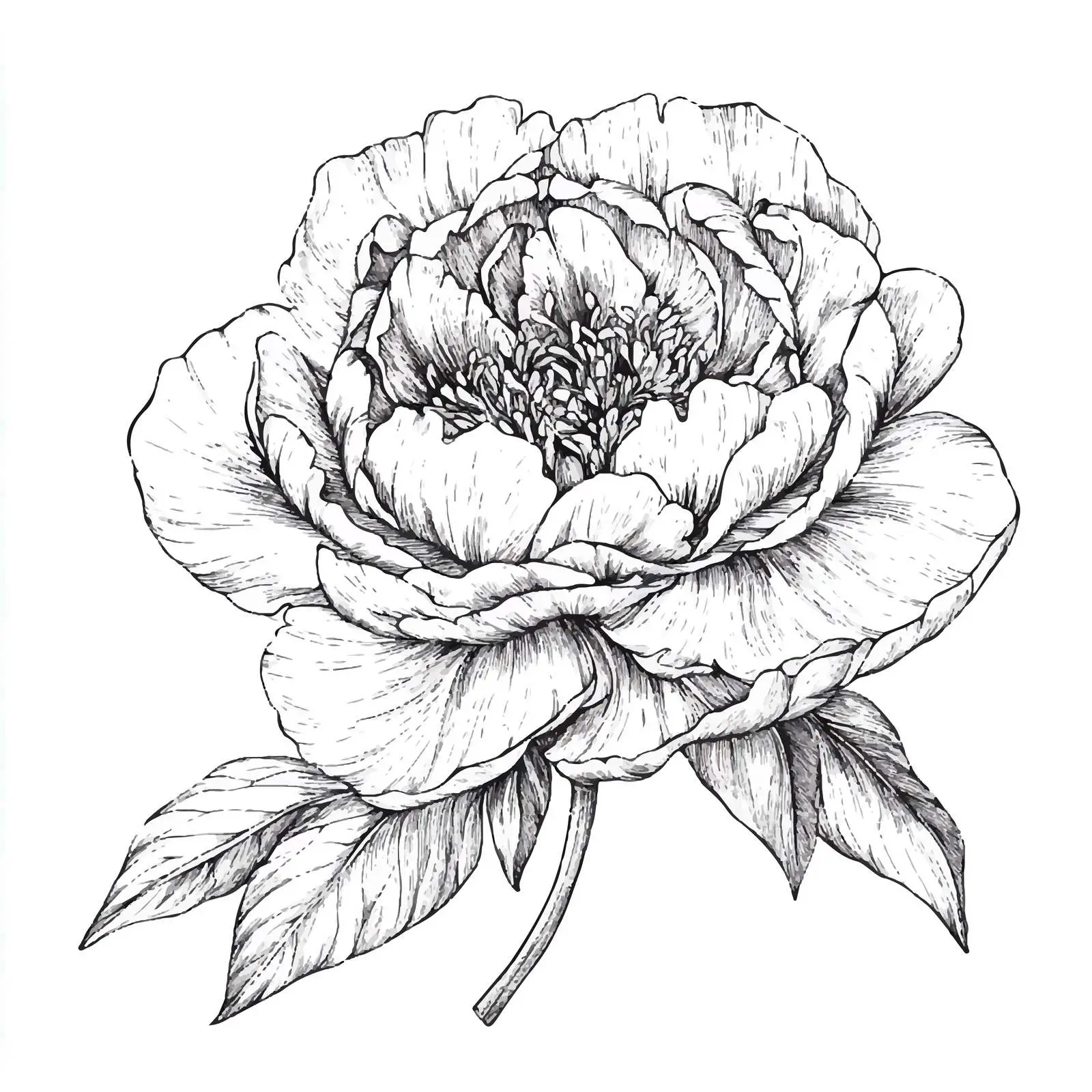 Hand Drawn Peony Sketch on White Background — free download from Dotvec