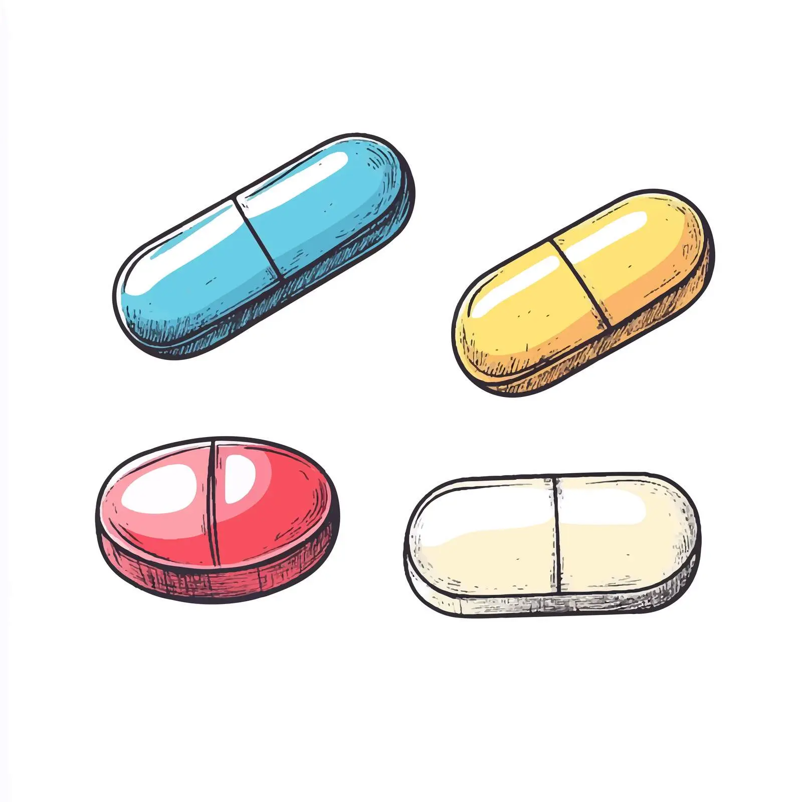 Hand Drawn Pills Sketch Icon on White Background — free download from Dotvec