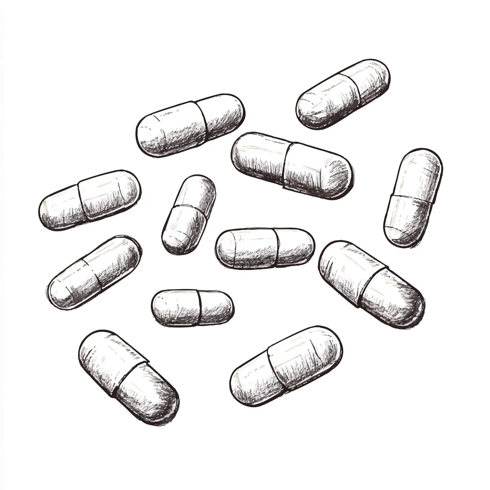 Hand Drawn Pill Sketch on White Background — free download from Dotvec
