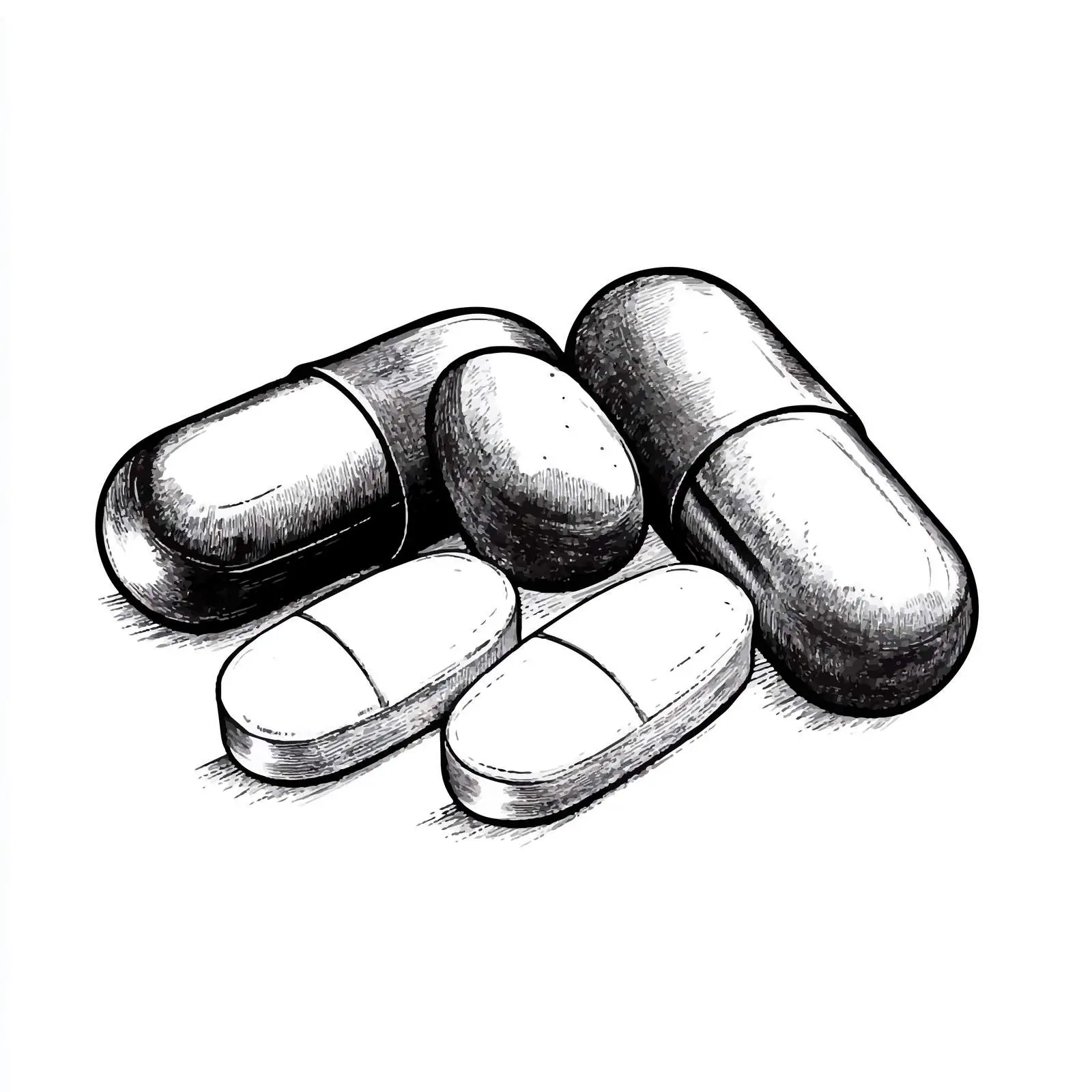 Hand-Drawn Pill Sketch on White Background — free download from Dotvec