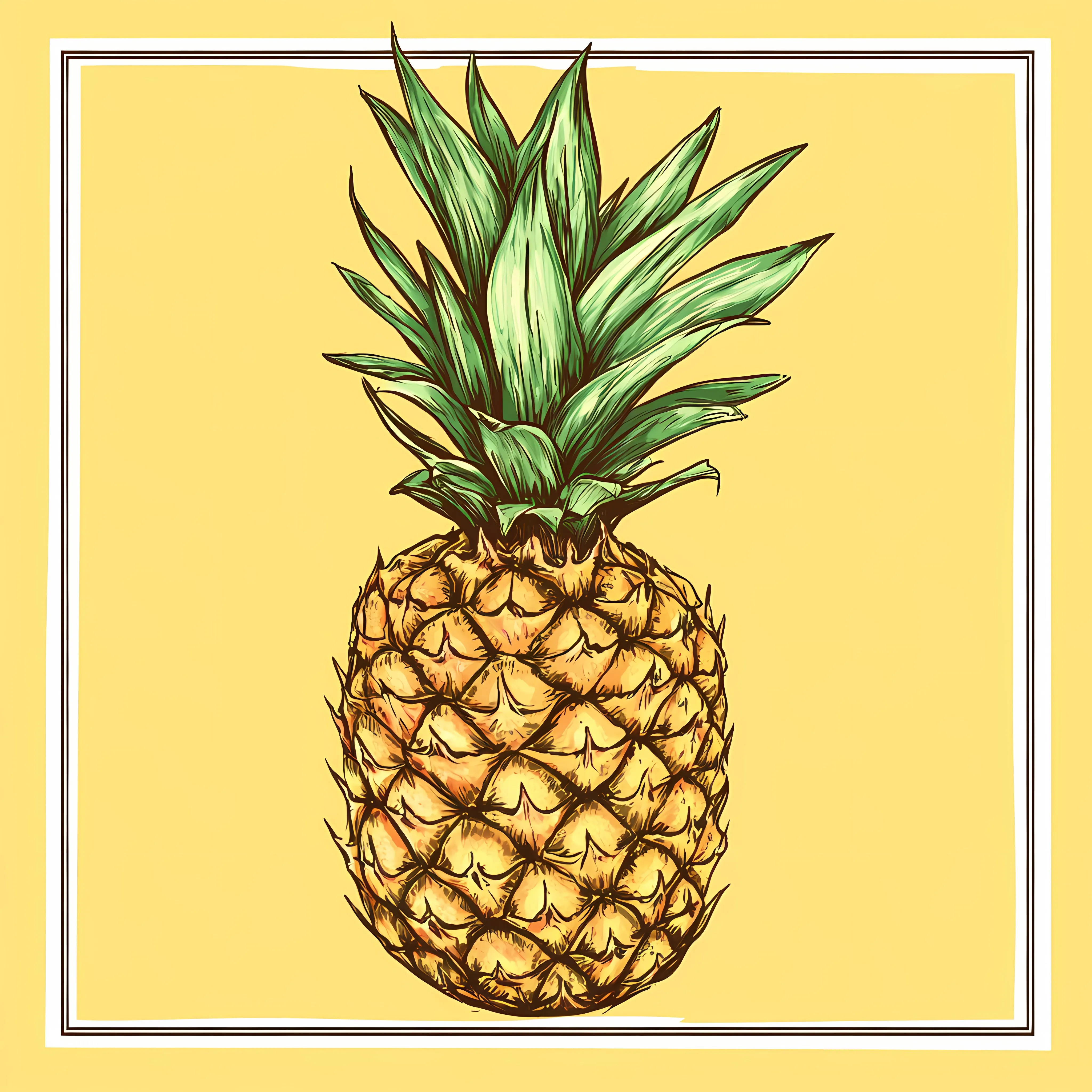 Hand Drawn Pineapple on Yellow Background — free download from Dotvec