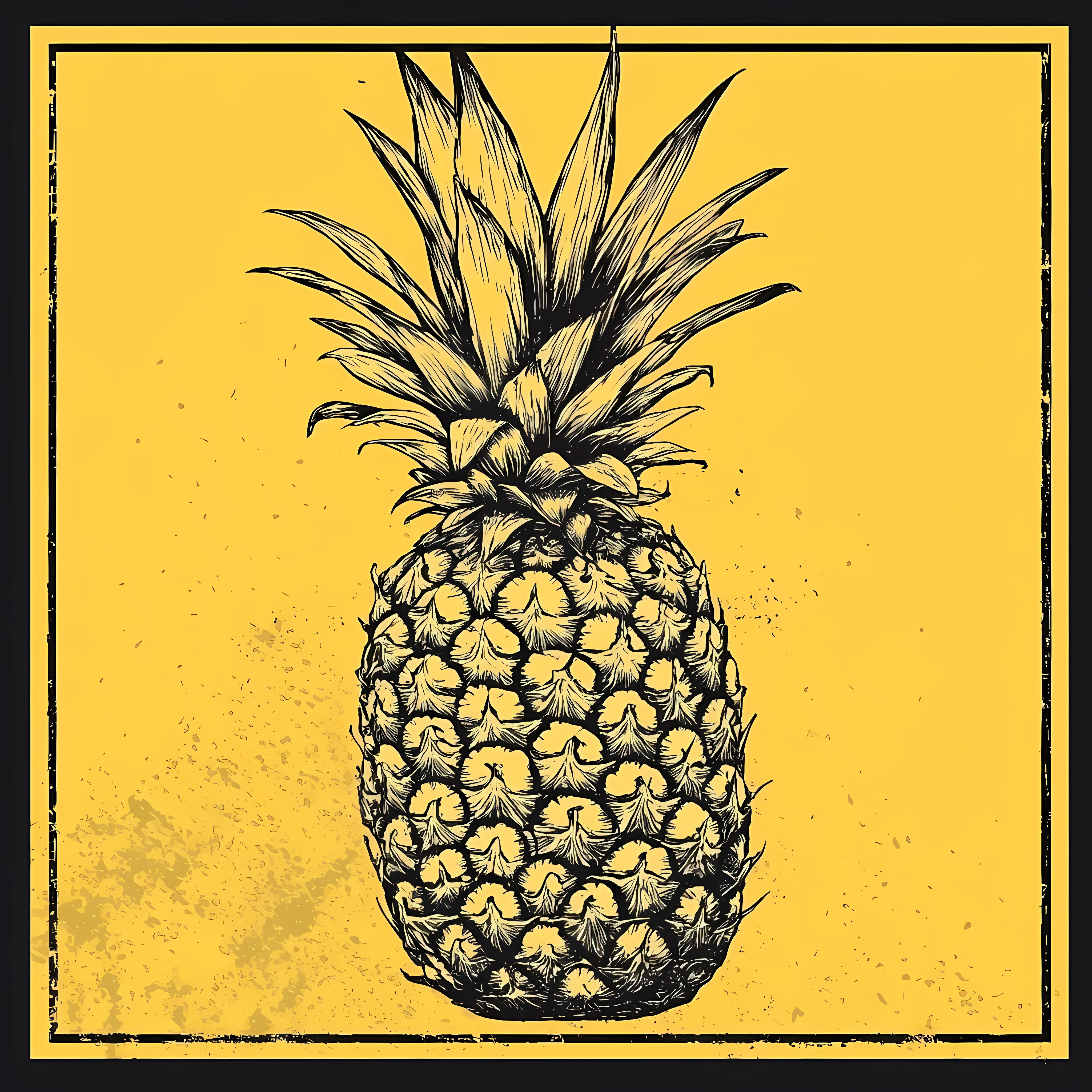 Hand Drawn Pineapple on Yellow Background — free download from Dotvec