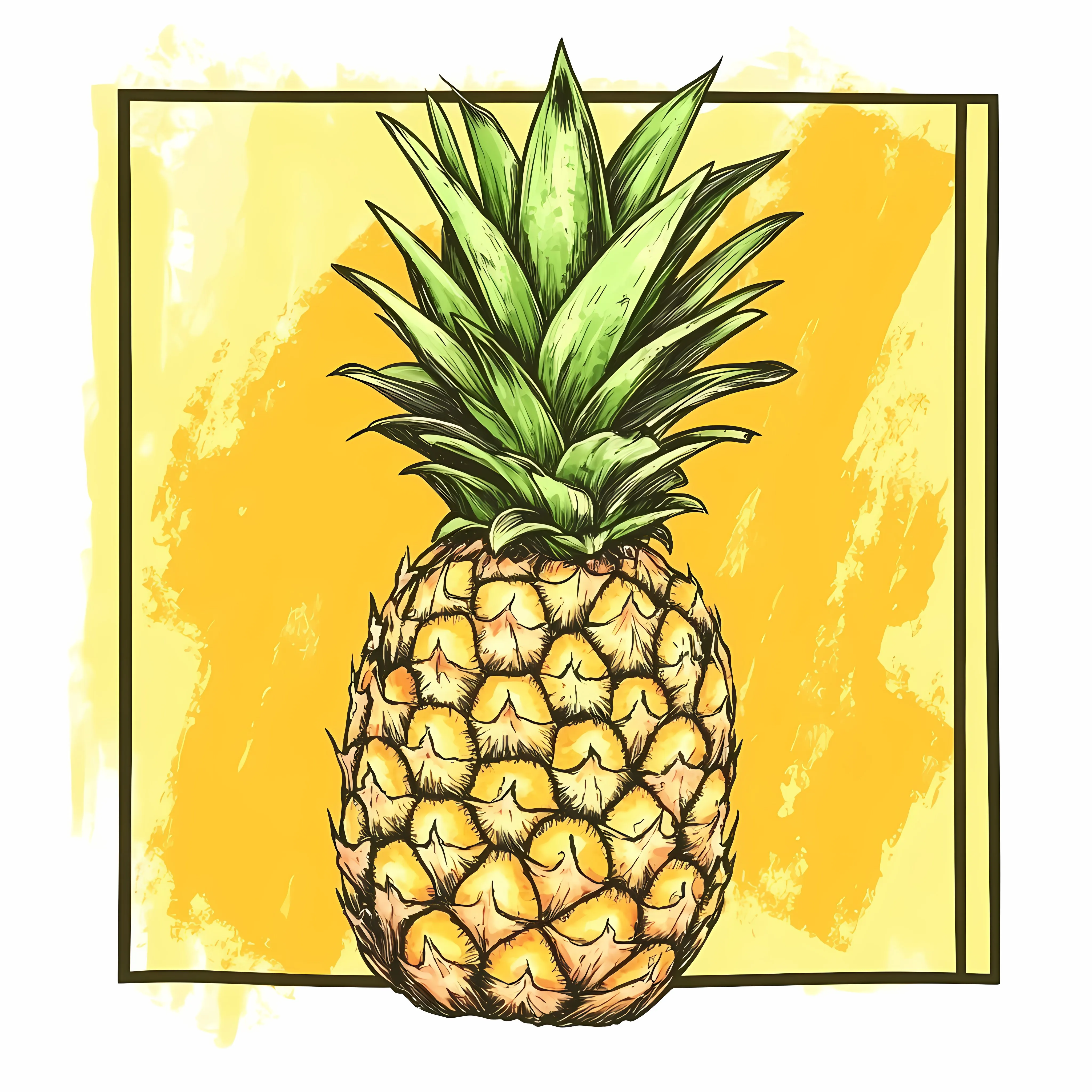 Hand Drawn Pineapple Sketch on Yellow Background — free download from Dotvec