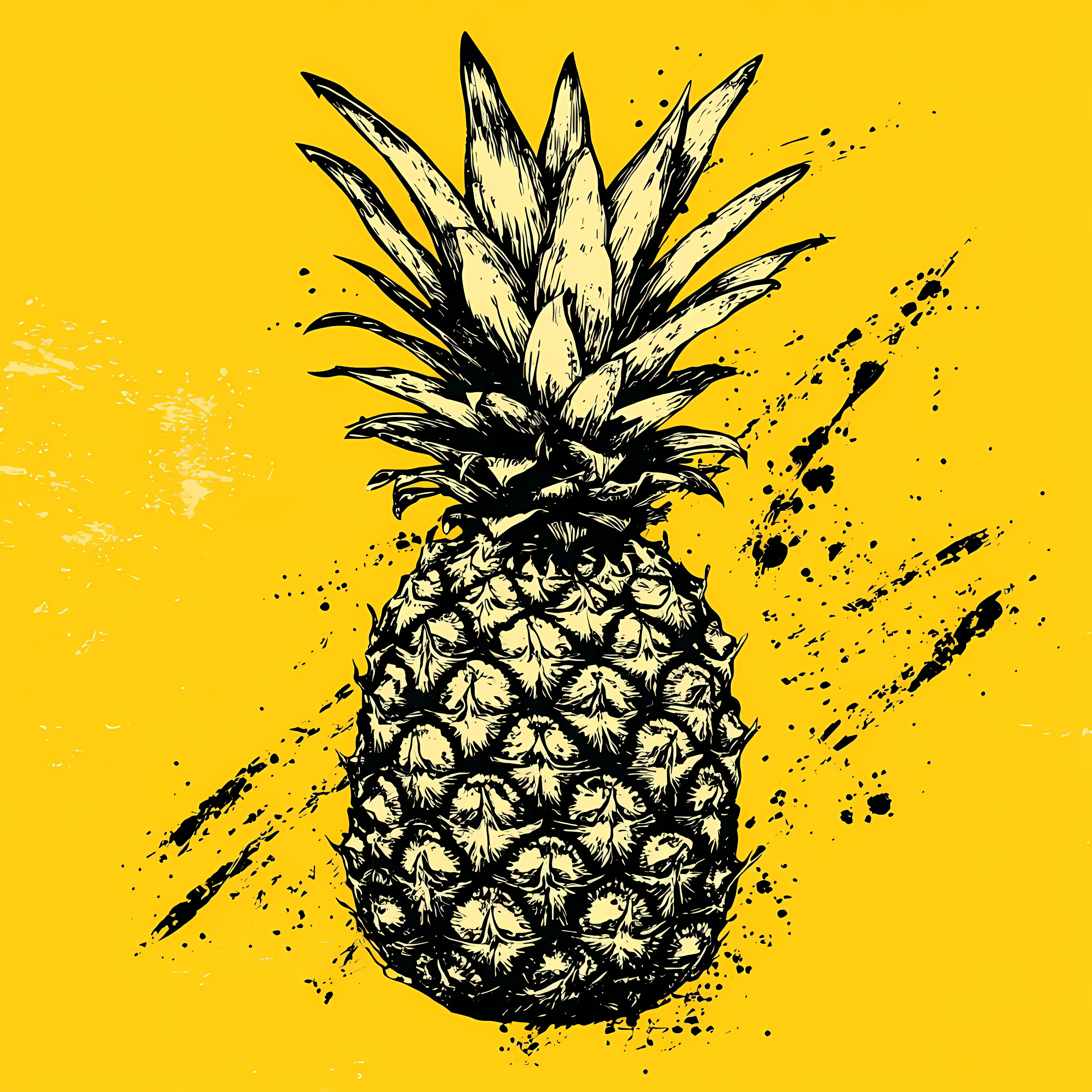 Hand-Drawn Pineapple on Yellow Background — free download from Dotvec