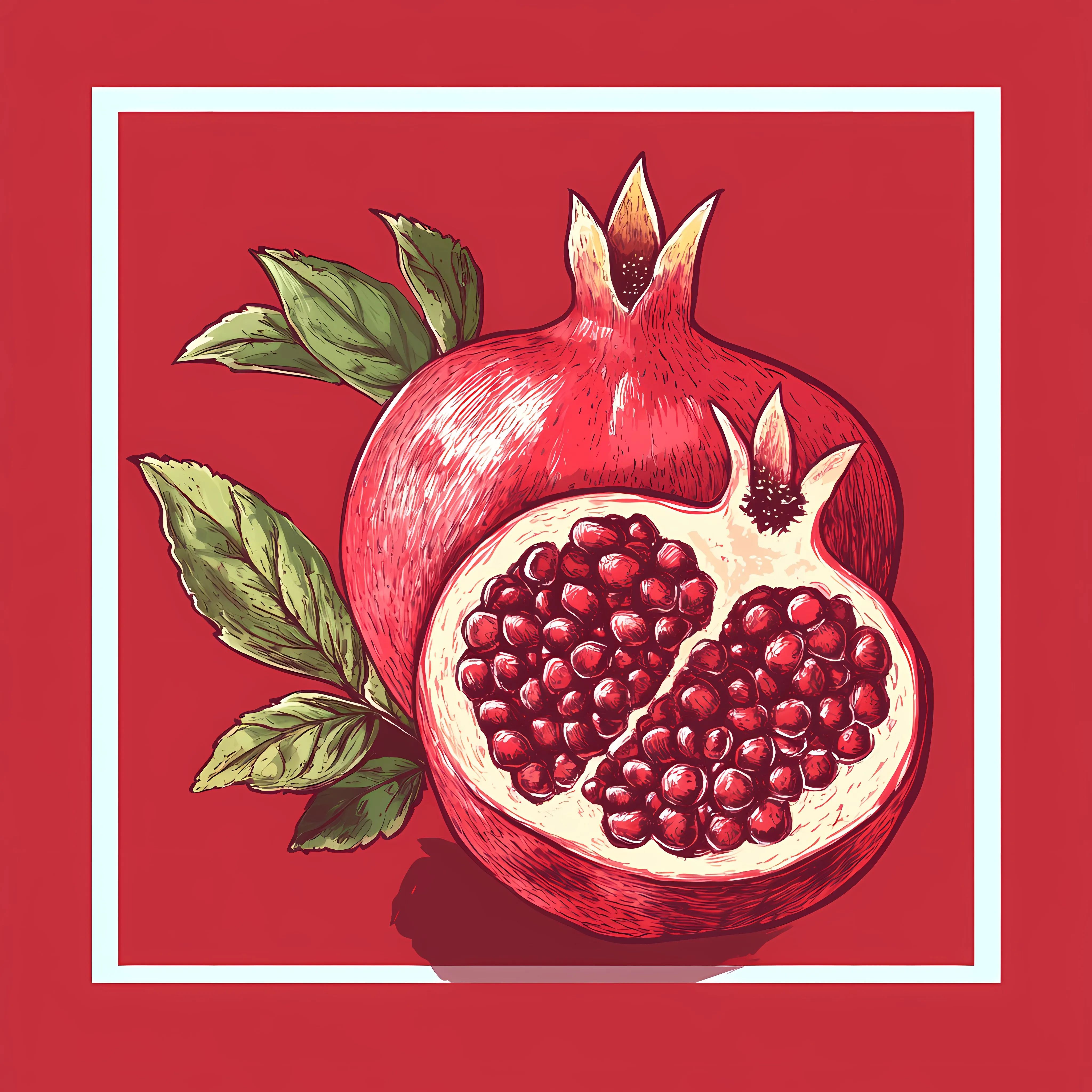 Hand Drawn Pomegranate on Red Background — free download from Dotvec