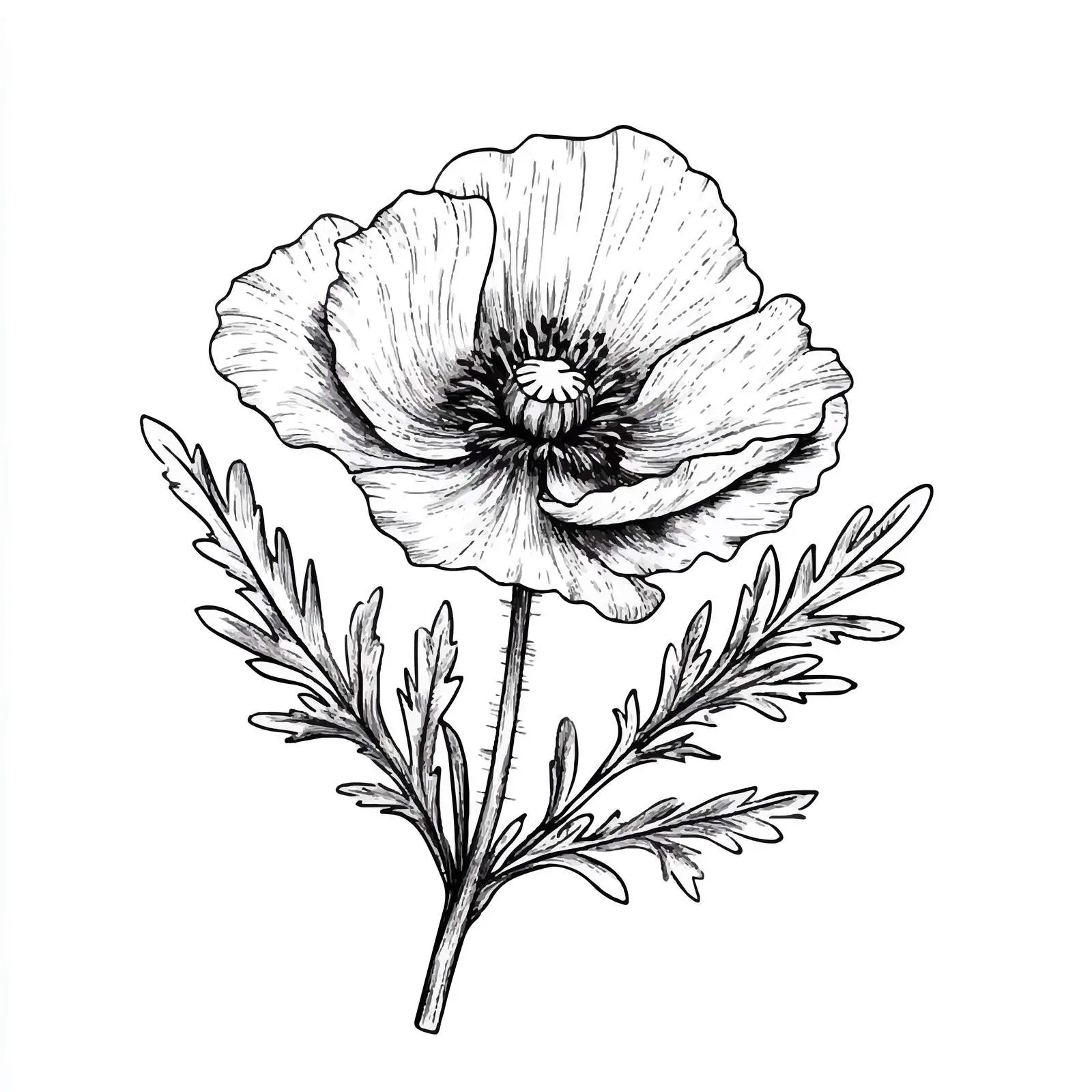 Hand Drawn Poppy Flower Sketch on White Background — free download from Dotvec