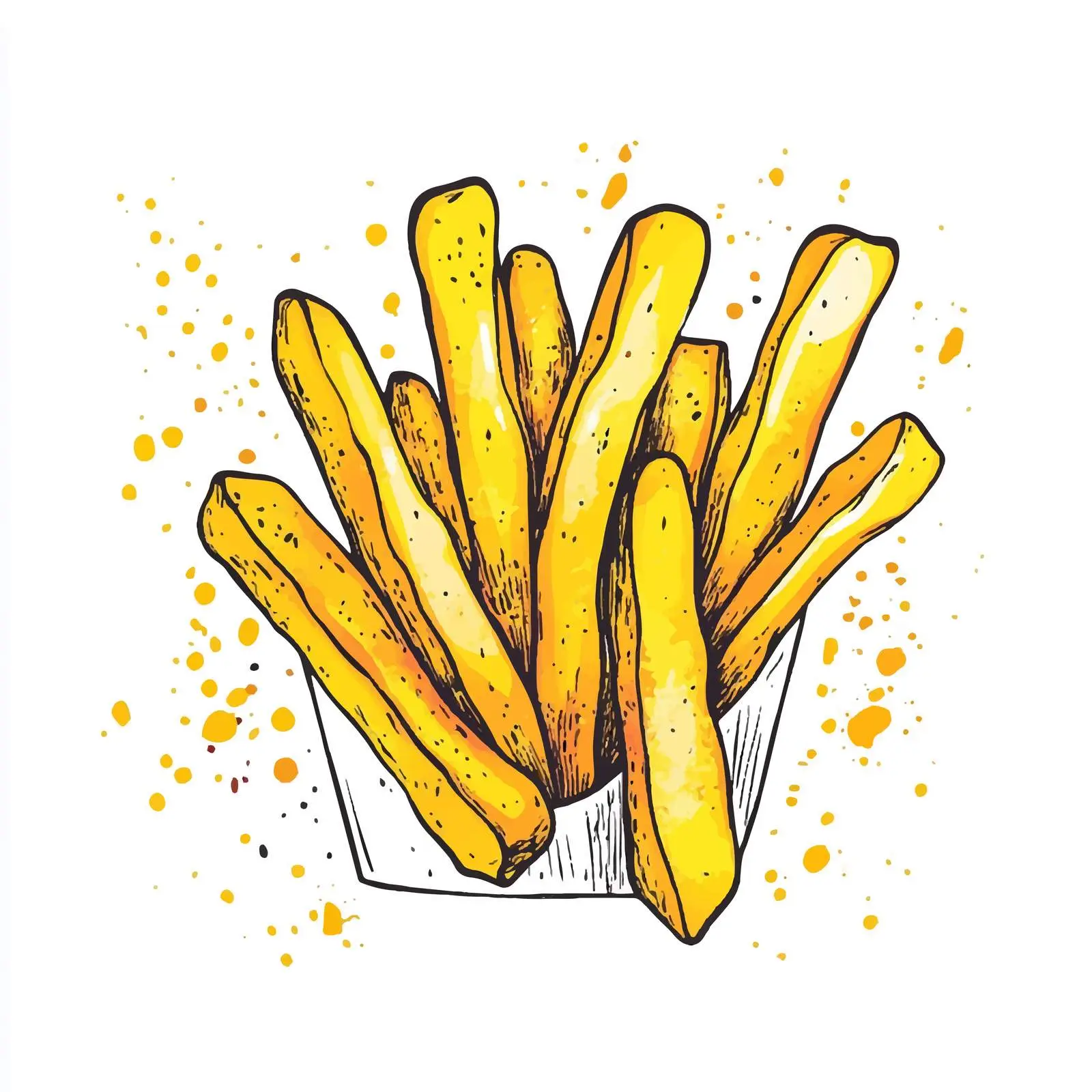 Hand-Drawn Potato Fries on White Background — free download from Dotvec
