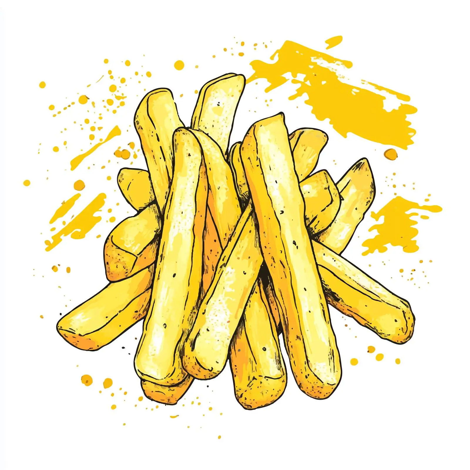 Hand-Drawn Potato Fries on White Background — free download from Dotvec