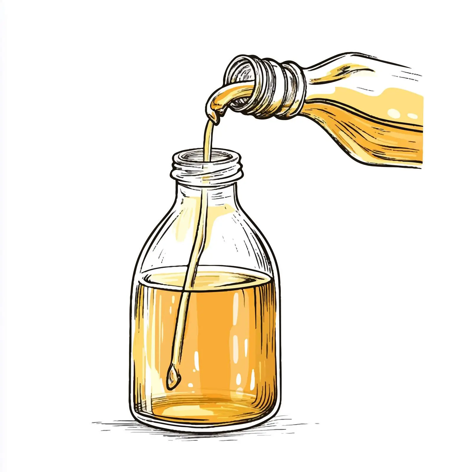 Hand-Drawn Sketch of Pouring Oil from Bottle — free download from Dotvec