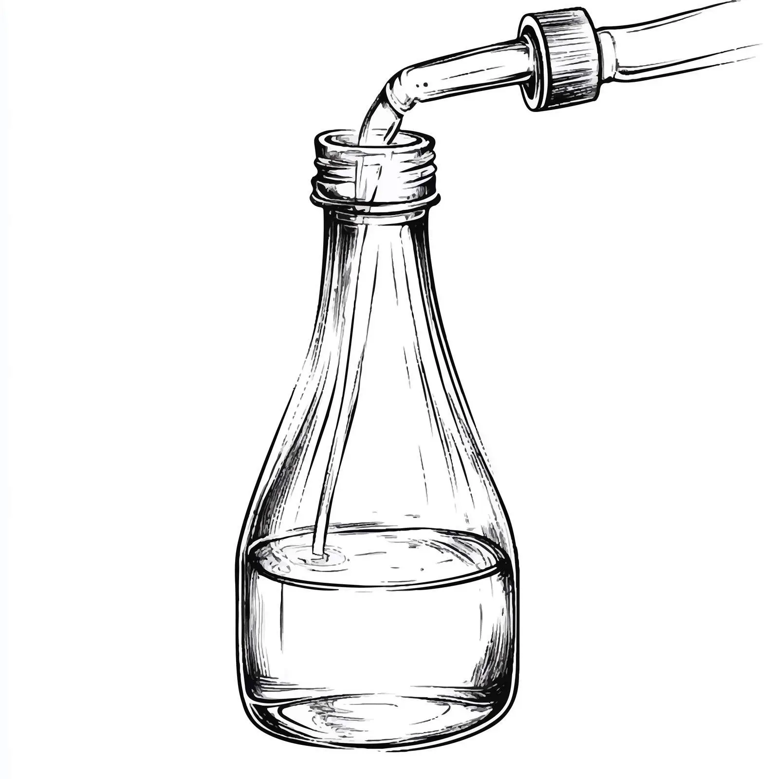 Hand-Drawn Sketch of Oil Pouring from Bottle — free download from Dotvec