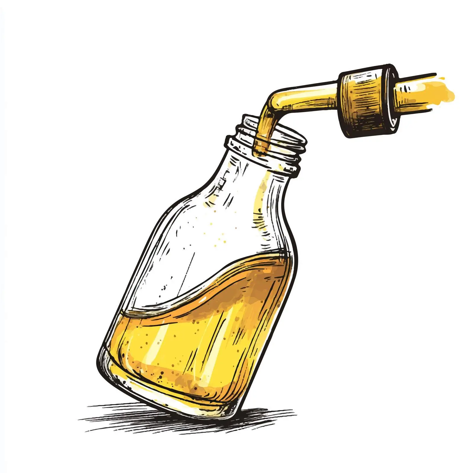 Hand-Drawn Oil Pouring from Glass Bottle — free download from Dotvec