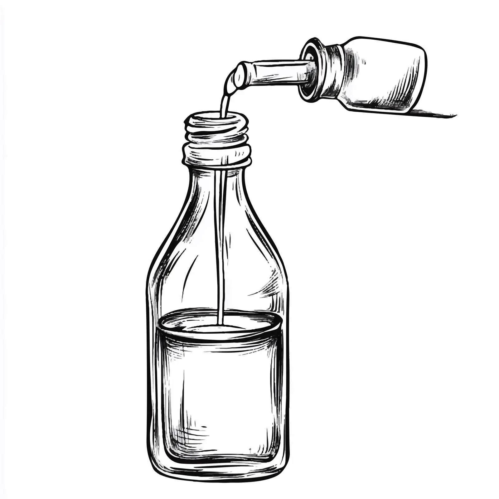 Hand Drawn Glass Bottle Pouring Oil Sketch — free download from Dotvec