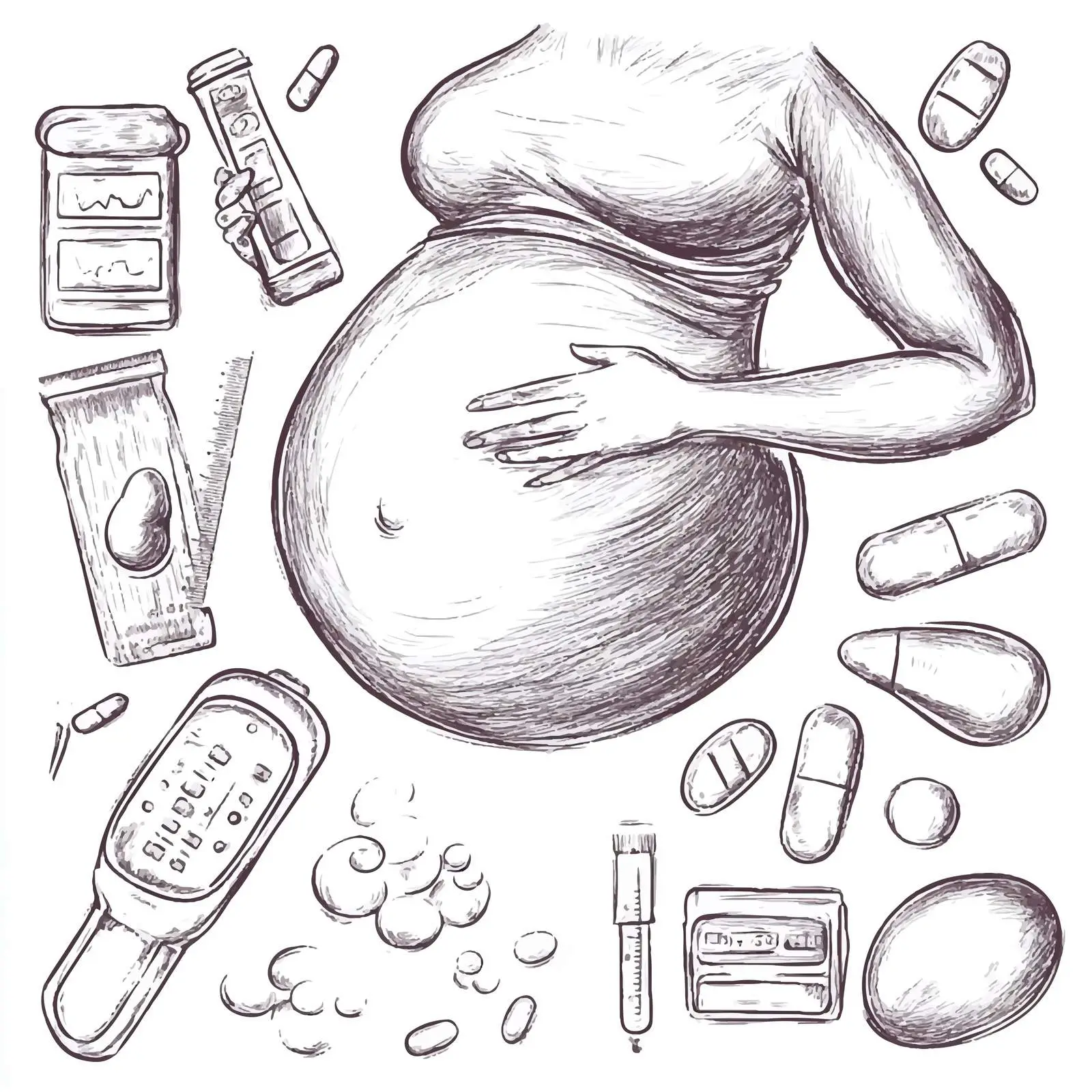 Hand-Drawn Pregnancy Elements Sketch Collection — free download from Dotvec