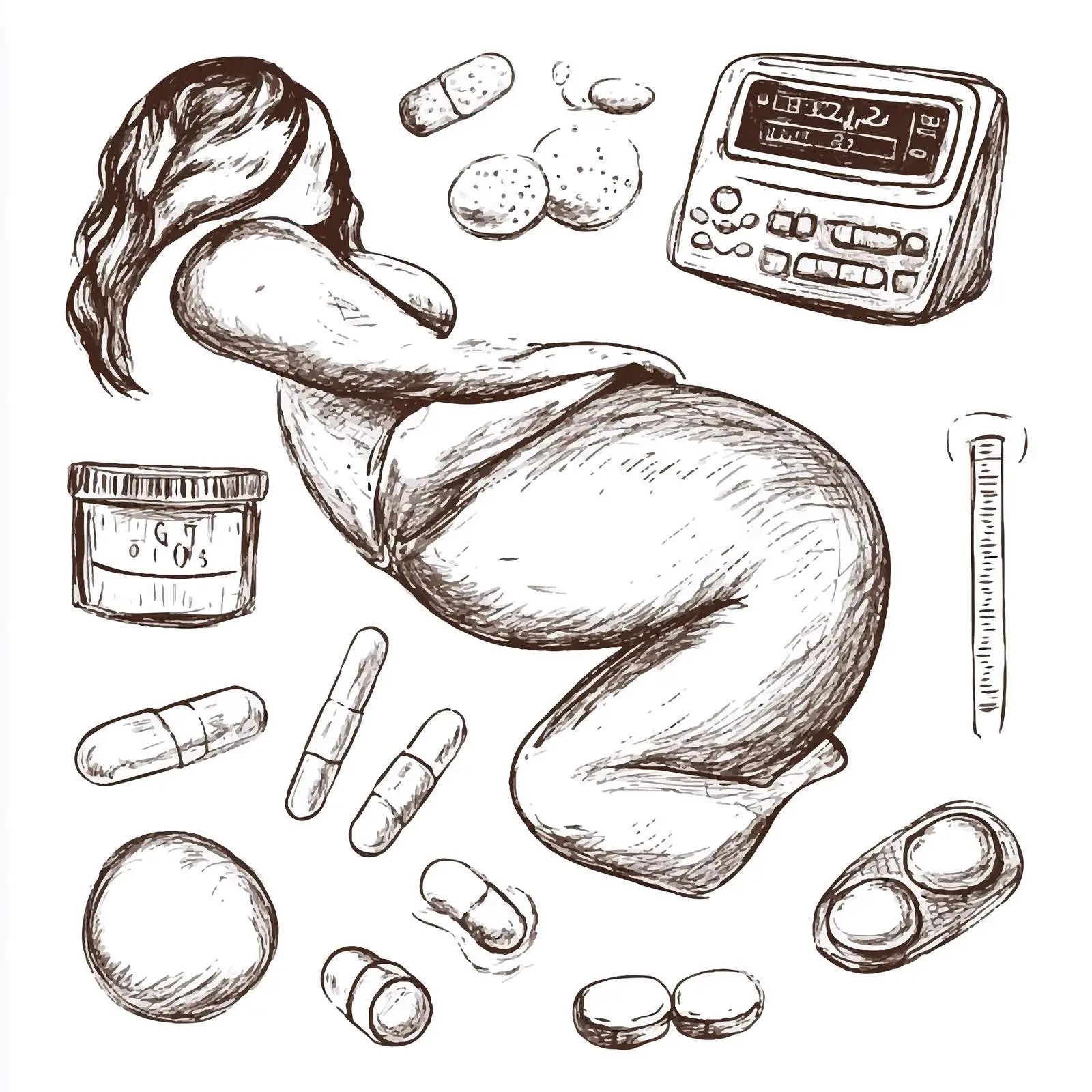 Hand-Drawn Pregnancy Elements Sketch Collection — free download from Dotvec