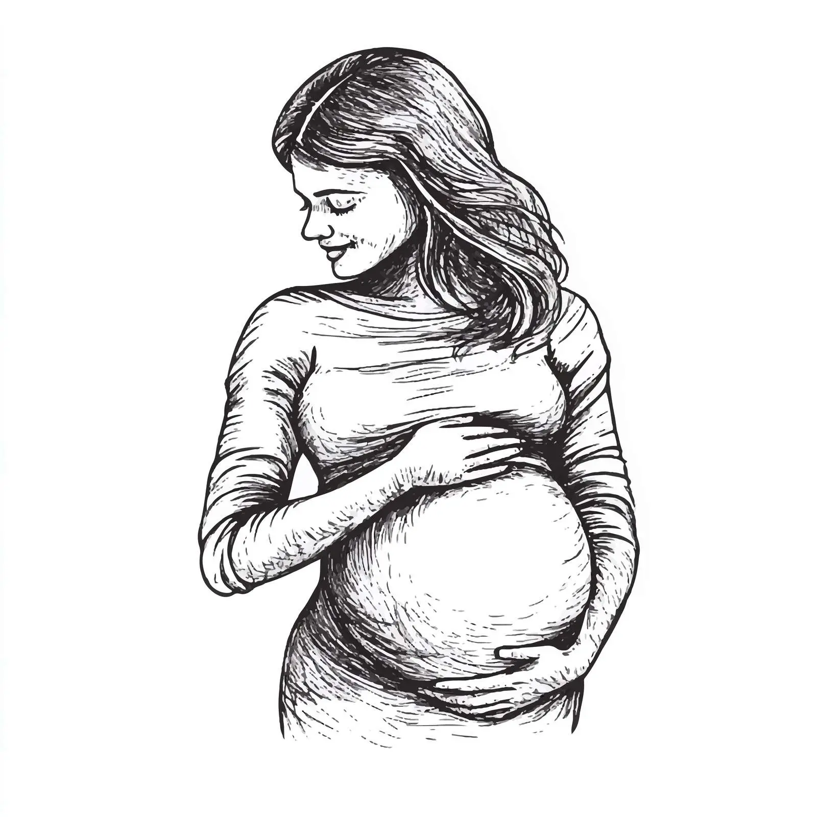 Hand-Drawn Pregnant Woman Belly Sketch — free download from Dotvec