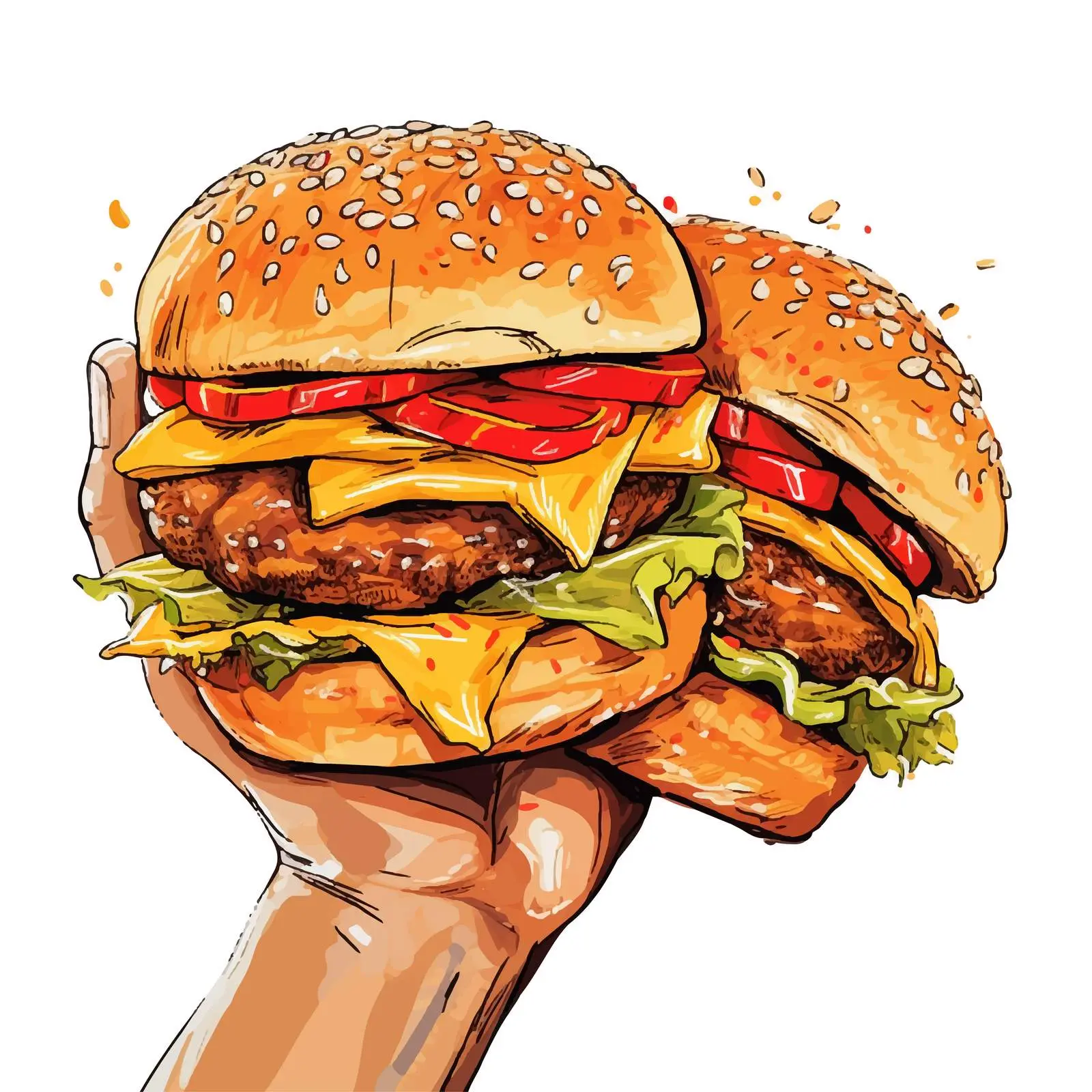 Hand-Drawn Flyer for Delicious Hamburgers — free download from Dotvec