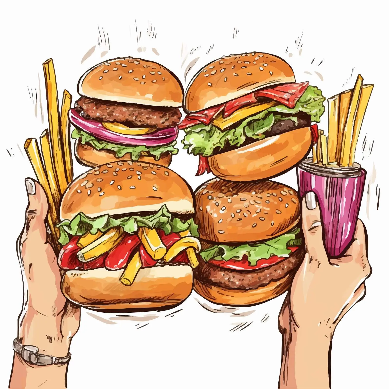 Hand-Drawn Promotional Flyer for Hamburgers — free download from Dotvec